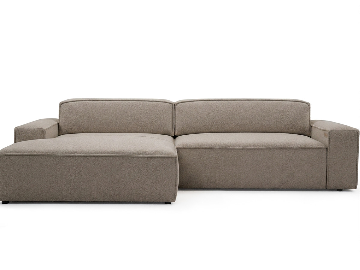Bobochic Abel Ecksofa mit Schlaffunktion Melange-Stoff Taupe Ecke links