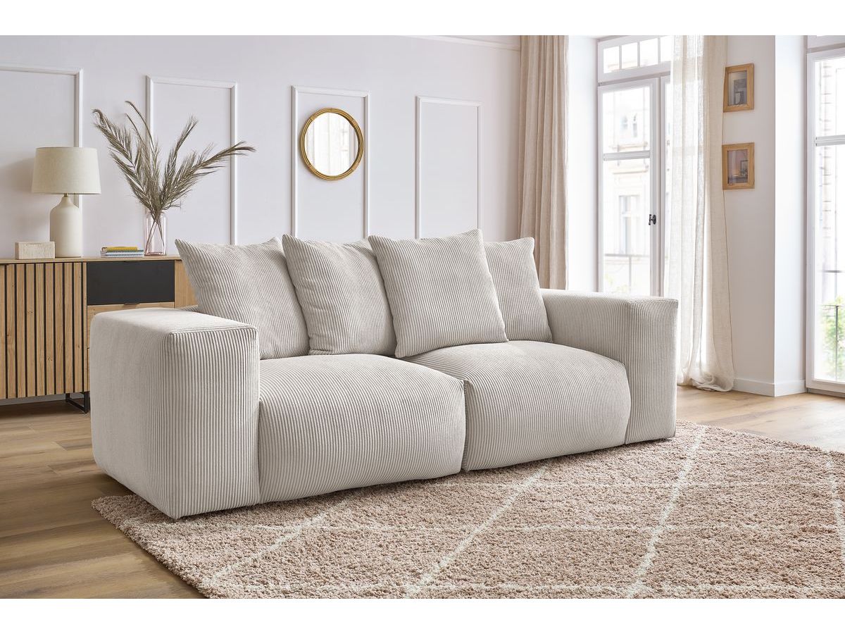 Bobochic Voltaire Sofa 3-Sitzer 248 × 100 cm Cordsamt Beige