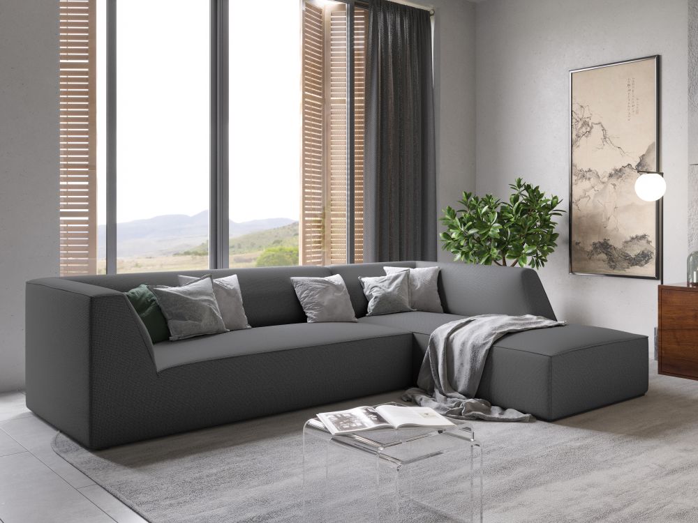 Cosmopolitan Design Ecksofa Siena 4-Sitzer Strukturierter Stoff Ottawa Grau Rechts