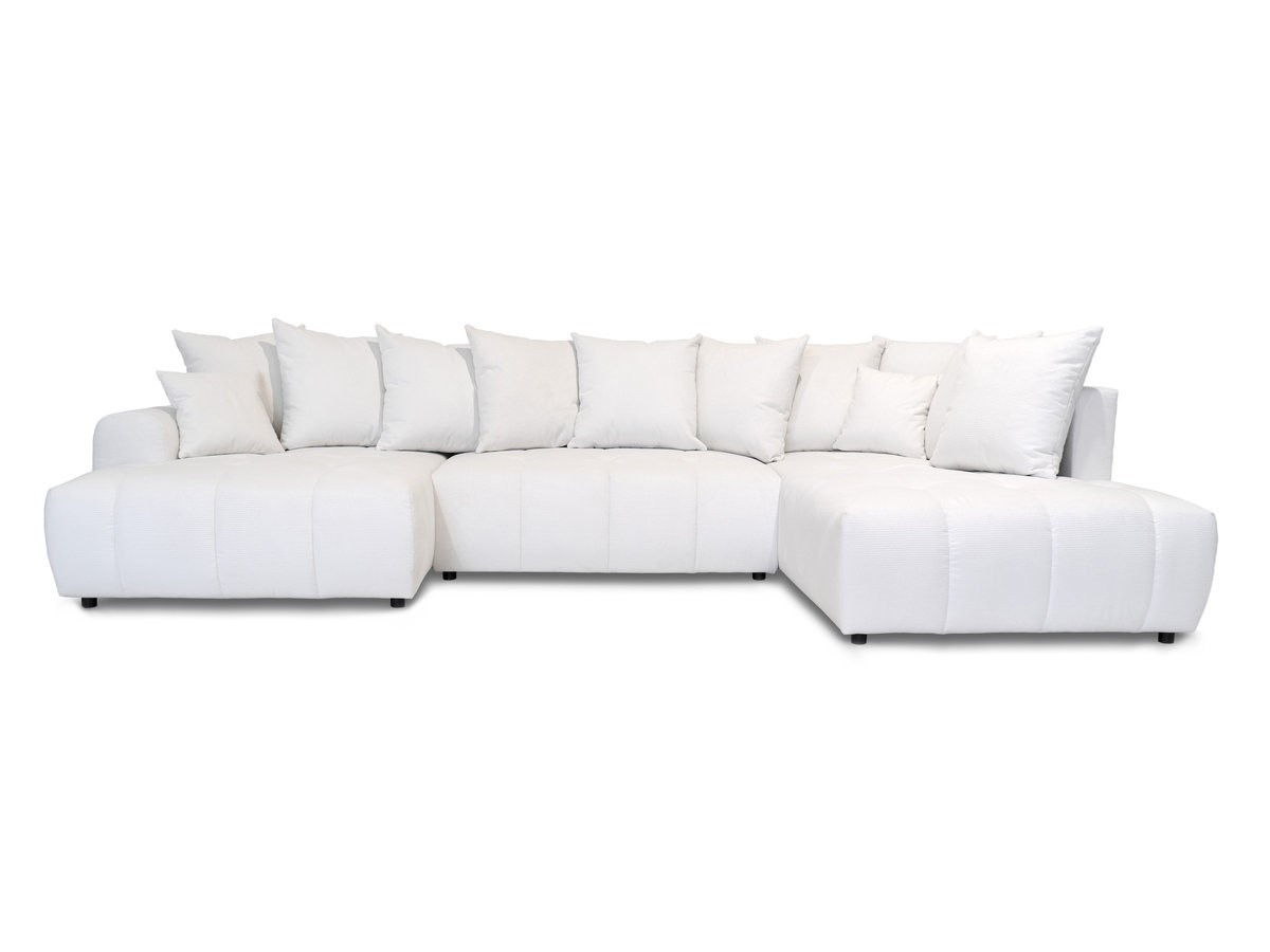 Bobochic Roxelane Wohnlandschaft Melange-Stoff Weiß Ecke links