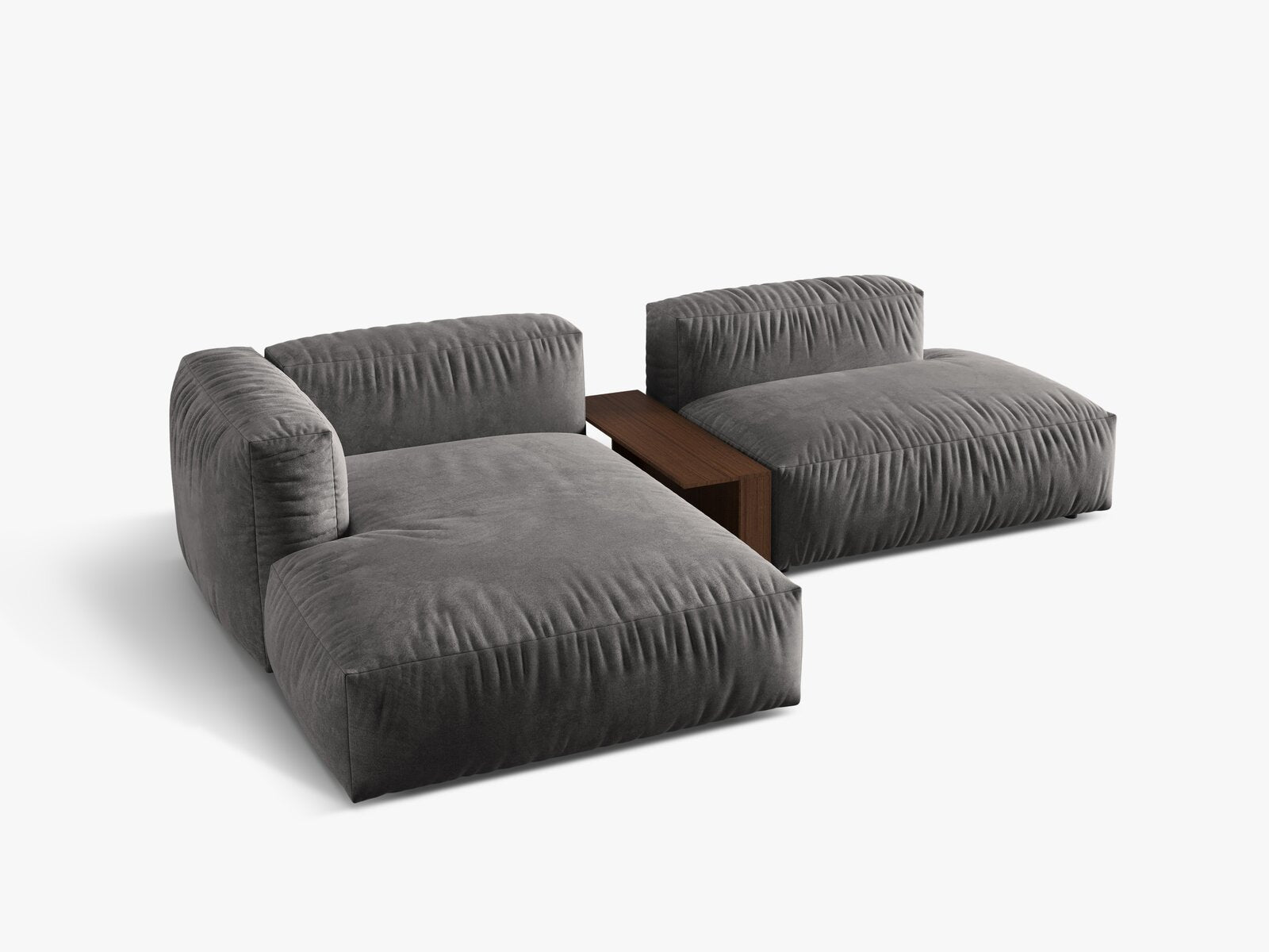 Micadoni Ecksofa Martina 2-Sitzer mit Couchtisch Links Samt Grau