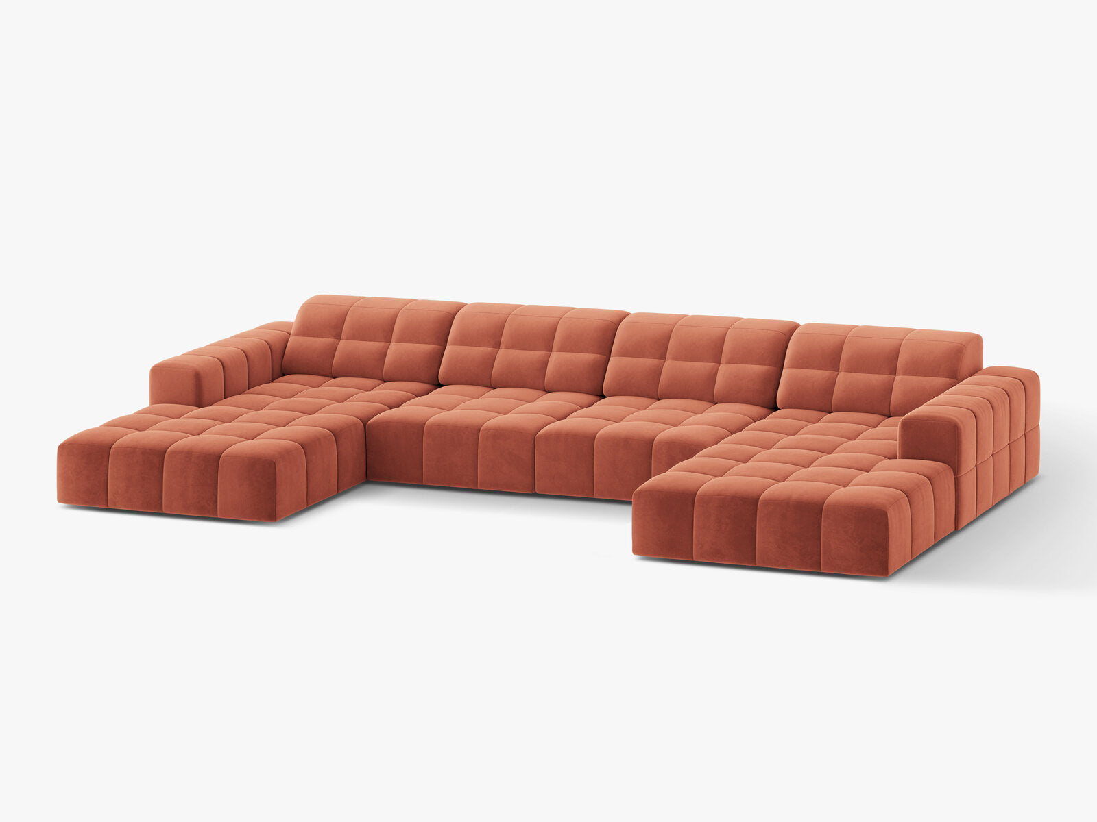 Micadoni Panorama Sofa Jennifer 6-Sitzer Samt Venus Koralle