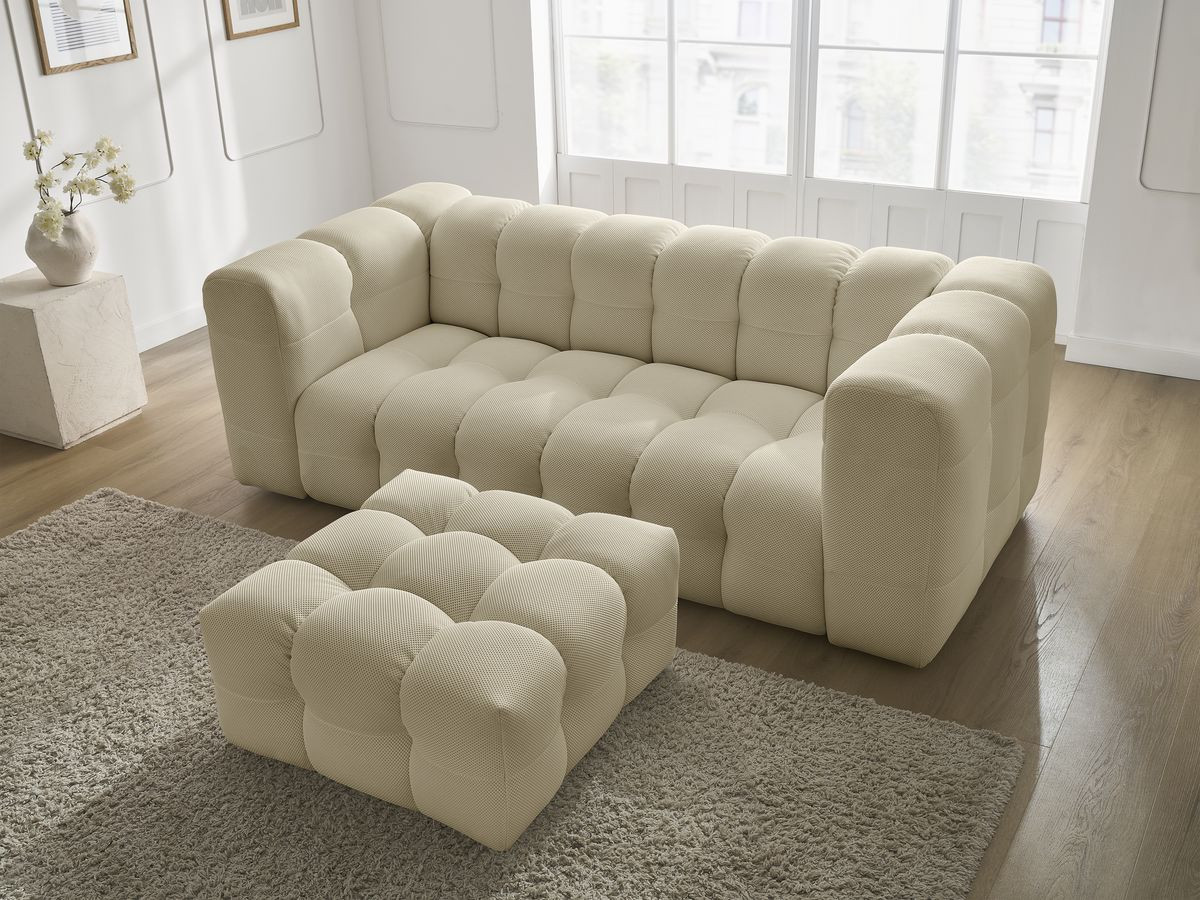 Bobochic Cloud Sofa 4-Sitzer mit Pouf Mesh-Stoff Beige
