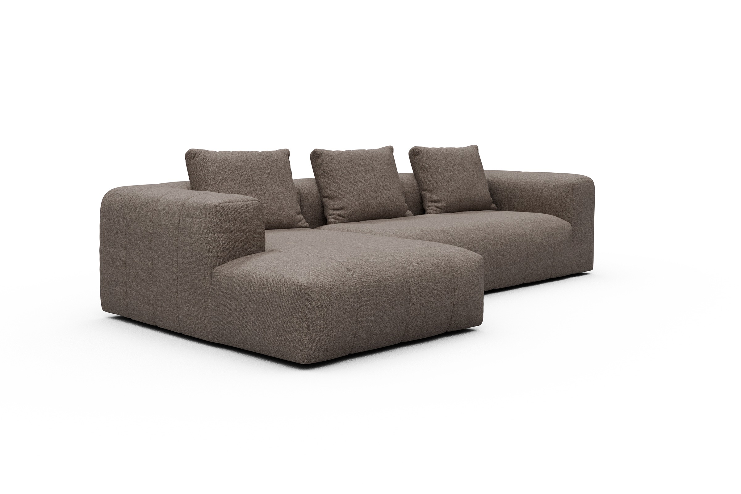 Ecksofa Hugo 2,5-Sitzer Armlehne rechts mit Chaiselongue Sama-Stone