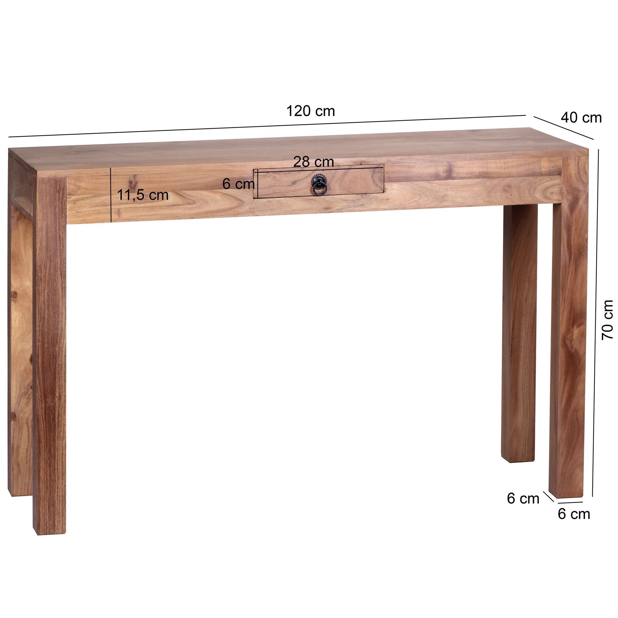 Konsolentisch Aalvik Akazie Massivholz 120 × 40 × 70 cm