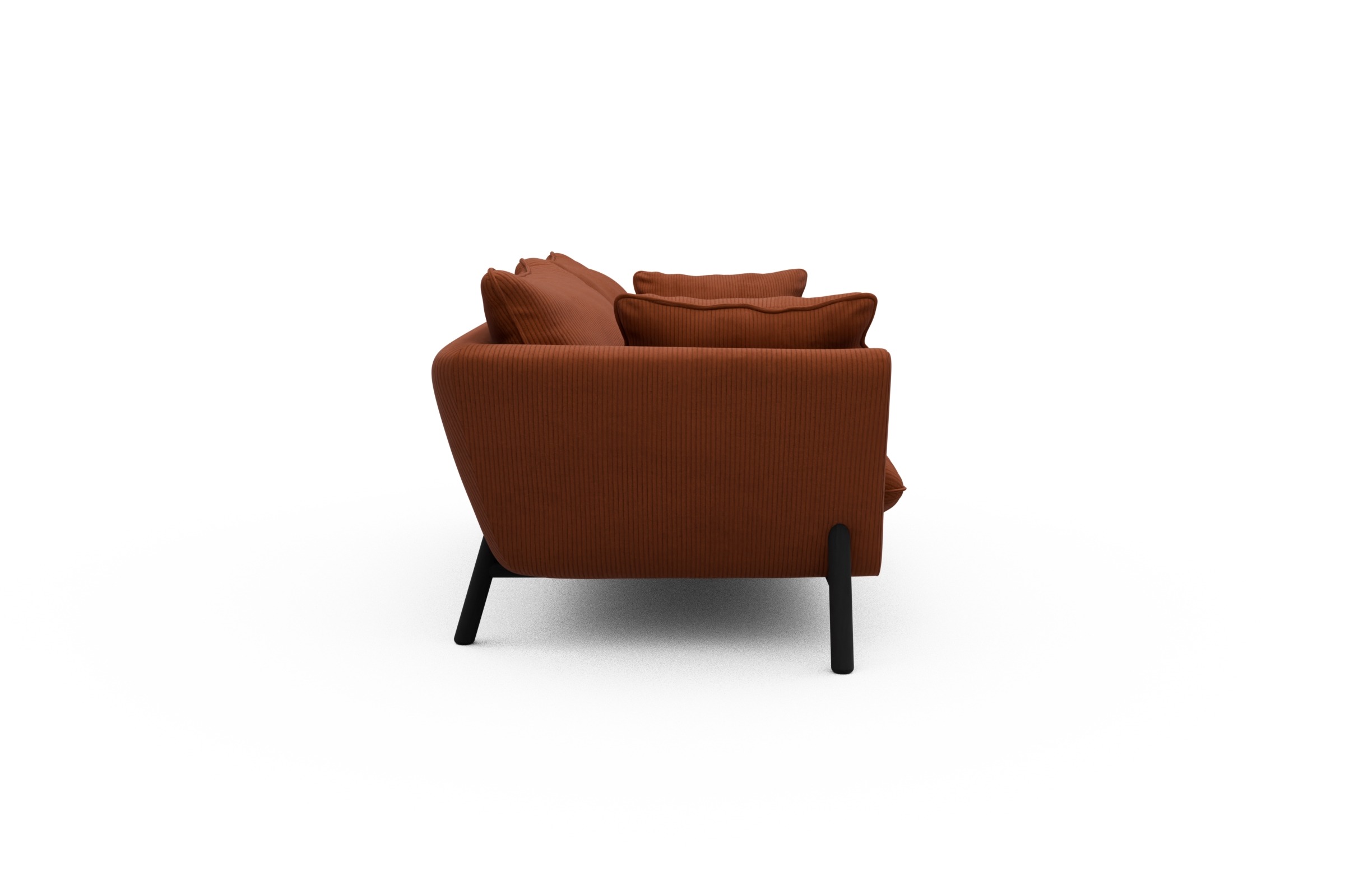 Sofa Emil PREMIUM 2-Sitzer Beinfarbe Eiche Schwarz Corduroy-Burnt-Orange