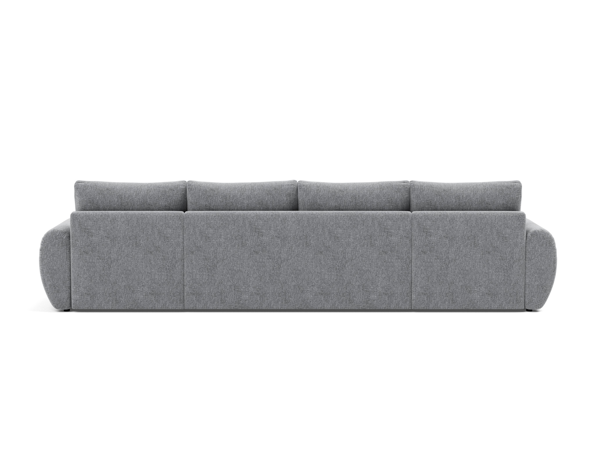 Schlafsofa Norum U-Form mit Curve-Armlehnen Strukturierter Stoff Twist 565-Granite