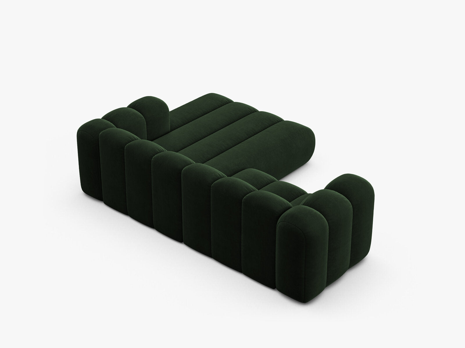 Micadoni Modulares Ecksofa Lupine 3-Sitzer Samt Venus Flaschengrün Rechts