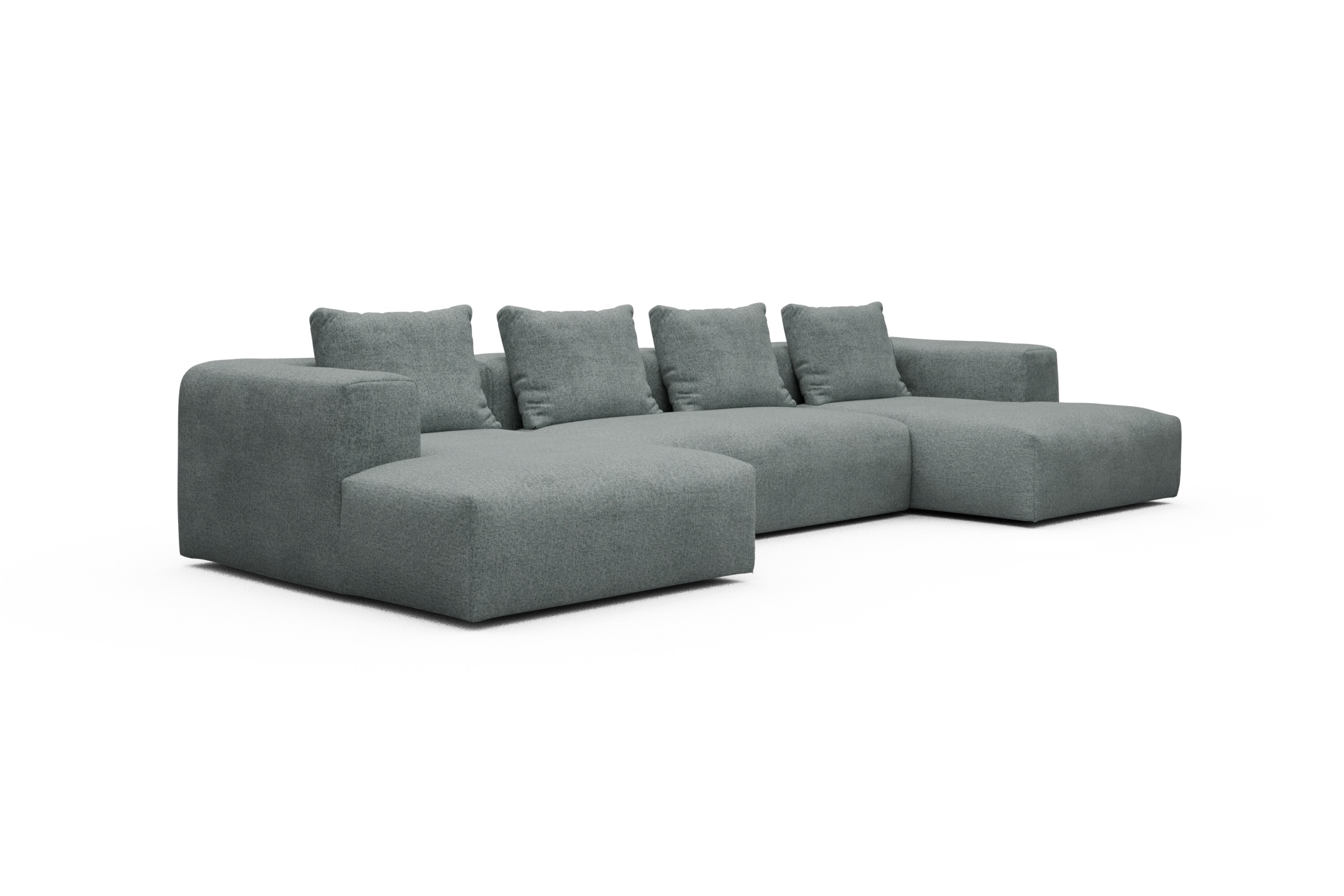 Wohnlandschaft Fred mit 2-Sitzer und Chaiselongue beidseitig Casone-Light-Mixed-Green