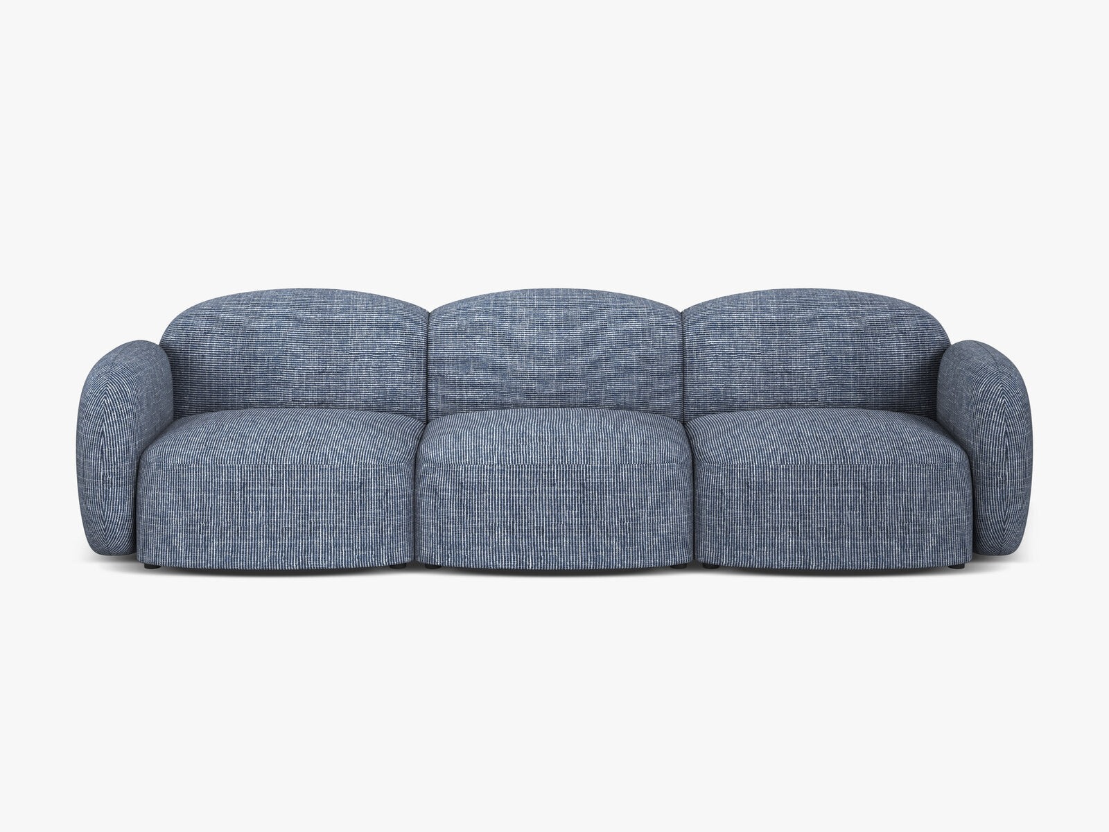 Micadoni Sofa Blair 3-Sitzer Strukturierter Stoff Baltimore Blau Melange