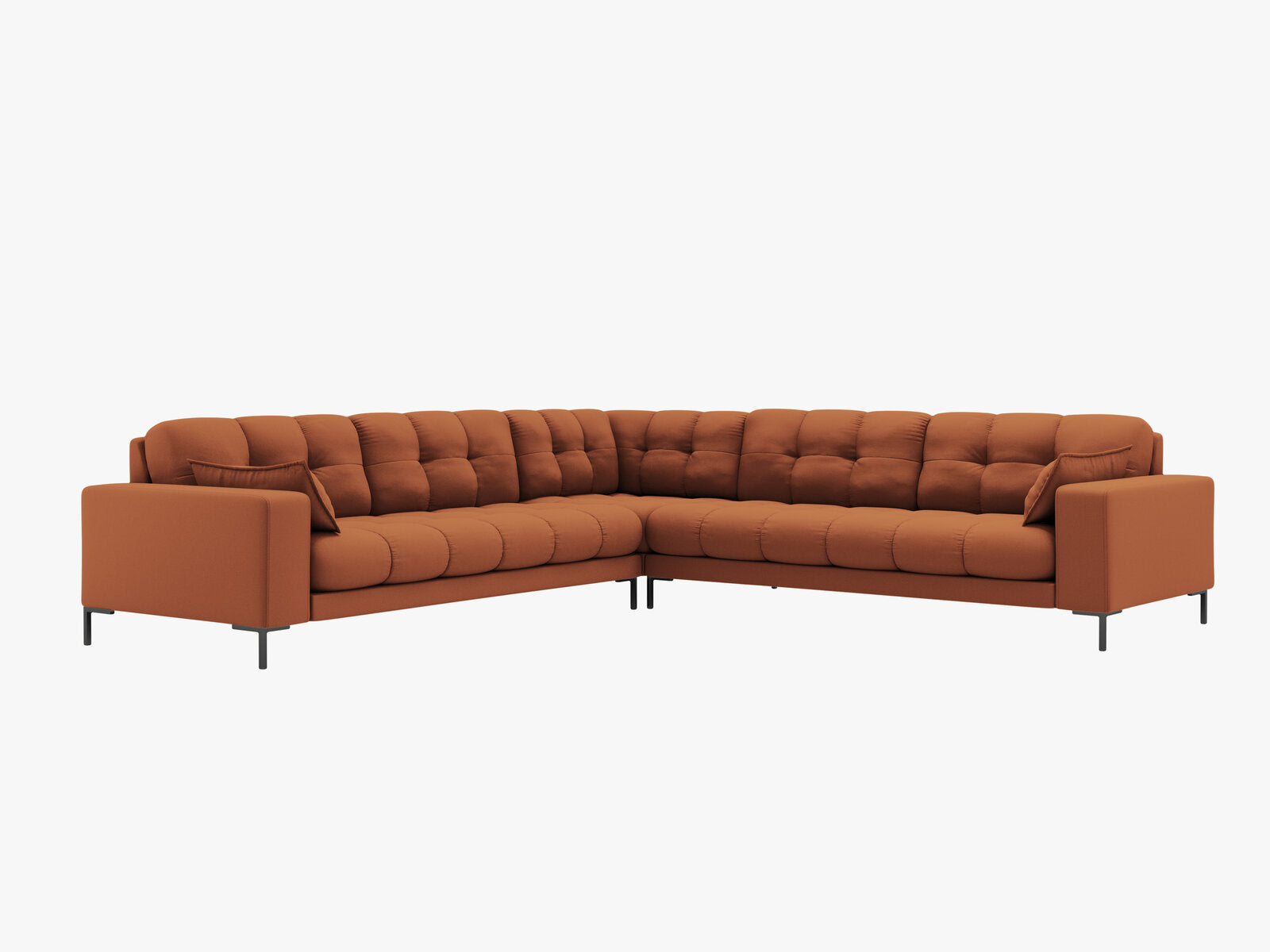 Micadoni Symmetrisches Ecksofa Mamaia 6-Sitzer Strukturierter Stoff Neve Ziegel schwarze Beine