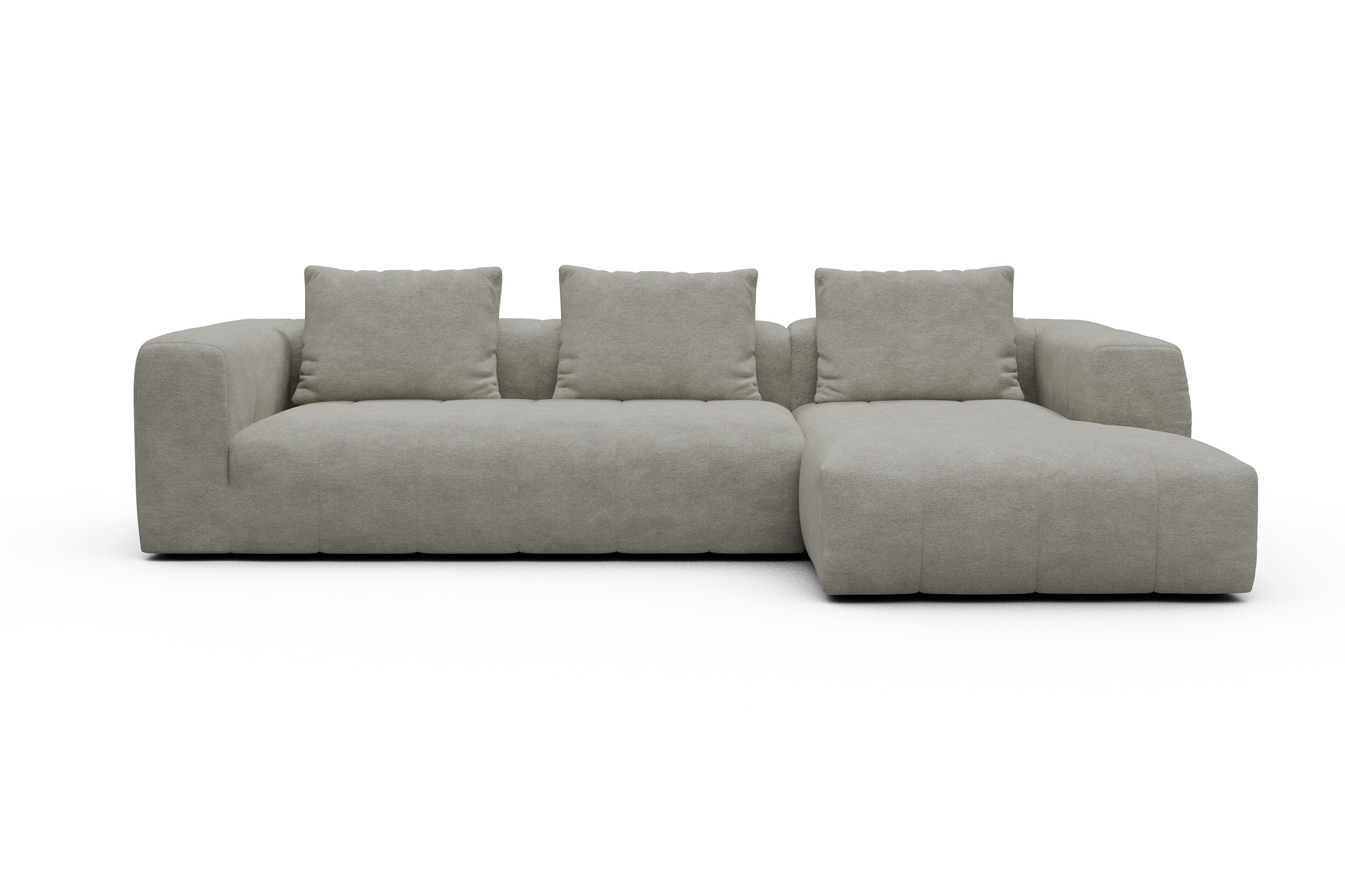 Ecksofa Hugo 2,5-Sitzer Armlehne links mit Chaiselongue Carreno-Moon-Stone-White