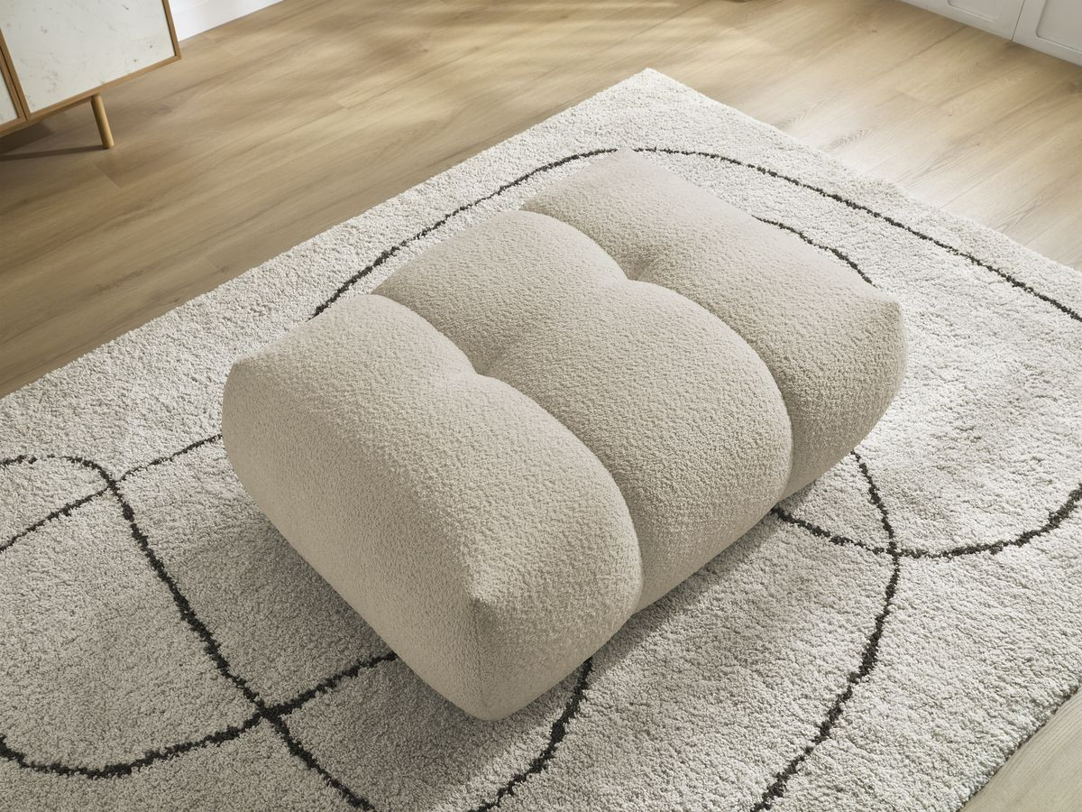 Bobochic Fuji Pouf Bouclé-Stoff Beige