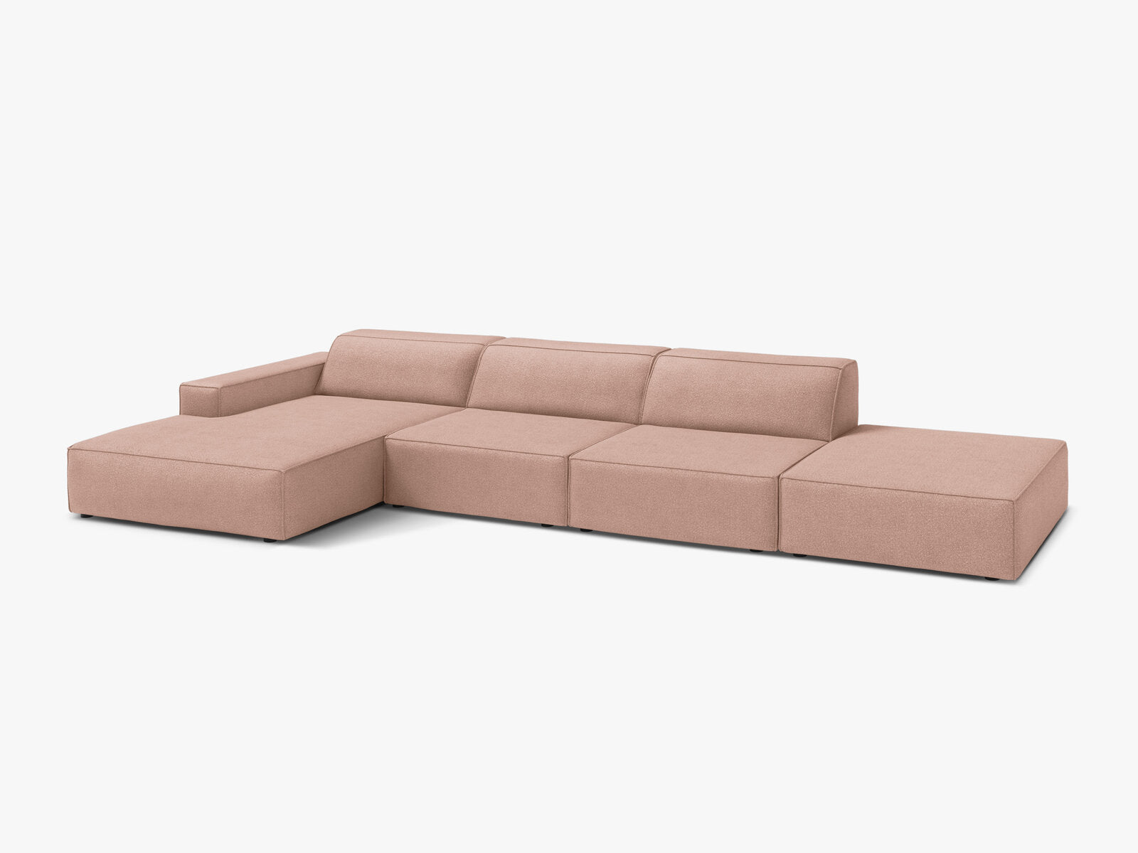Micadoni Ecksofa Jodie 5-Sitzer Links Boucle Baloo Puderrosa