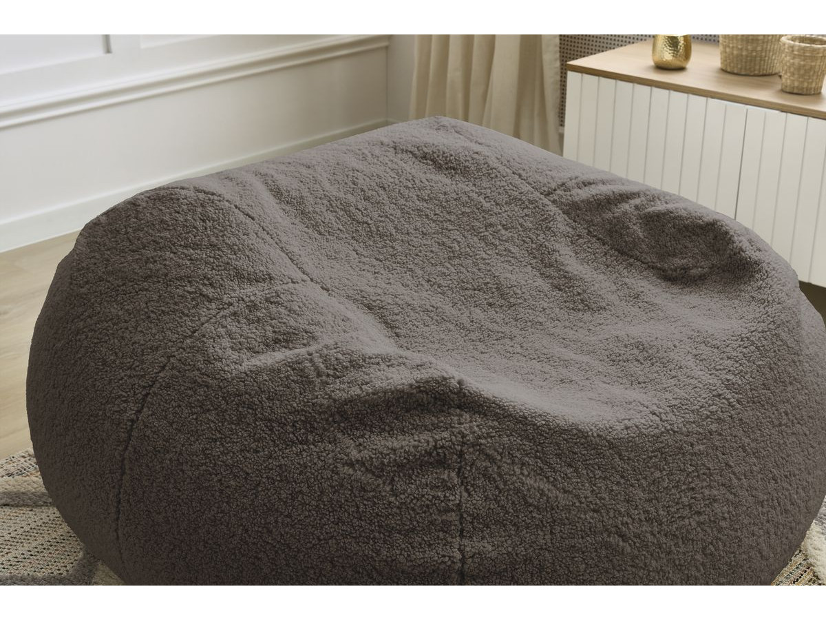Bobochic Meribel Pouf Bouclé-Stoff Braun