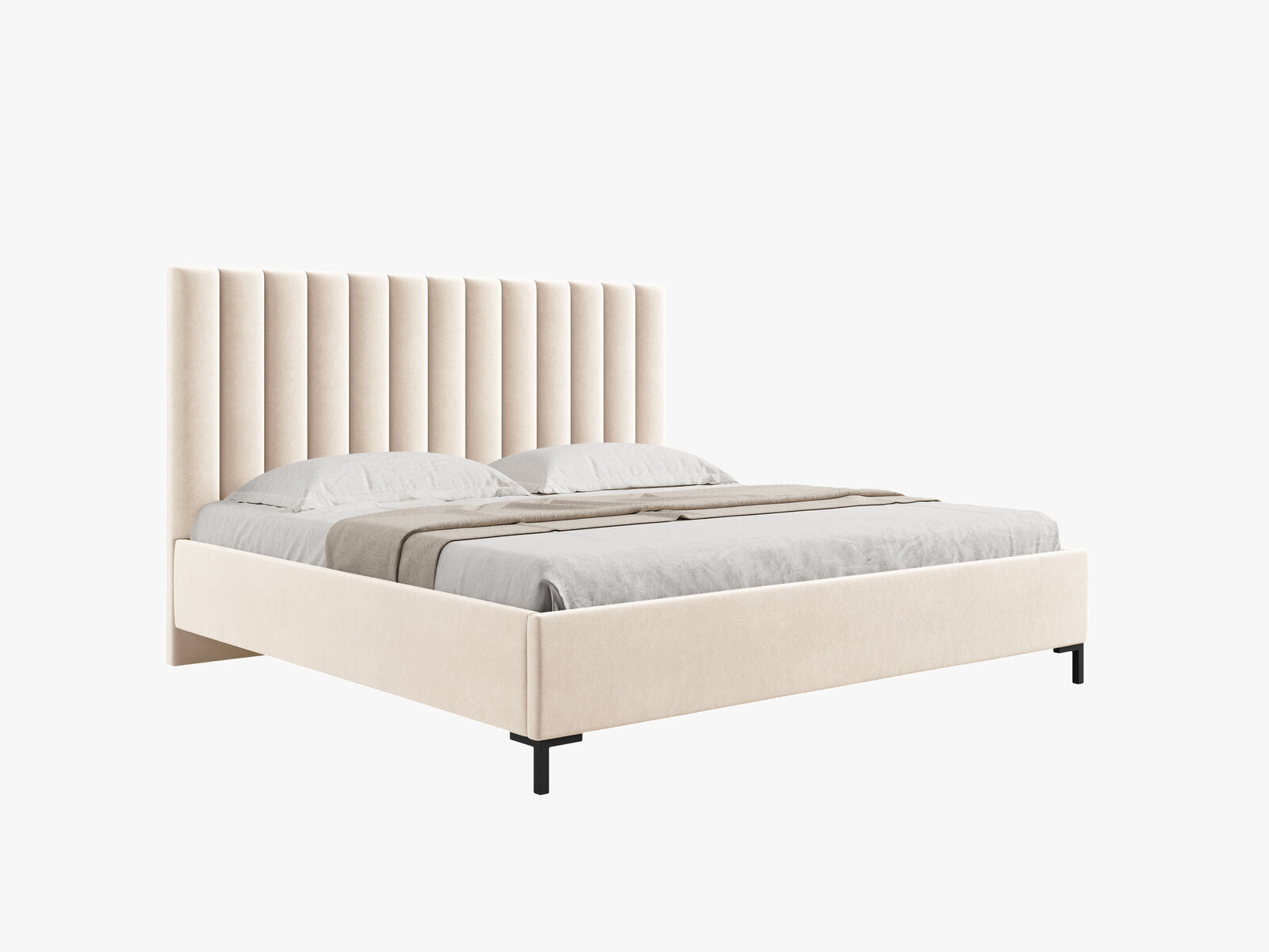 Micadoni Polsterbett Allison Samt Bluvel Helles Beige