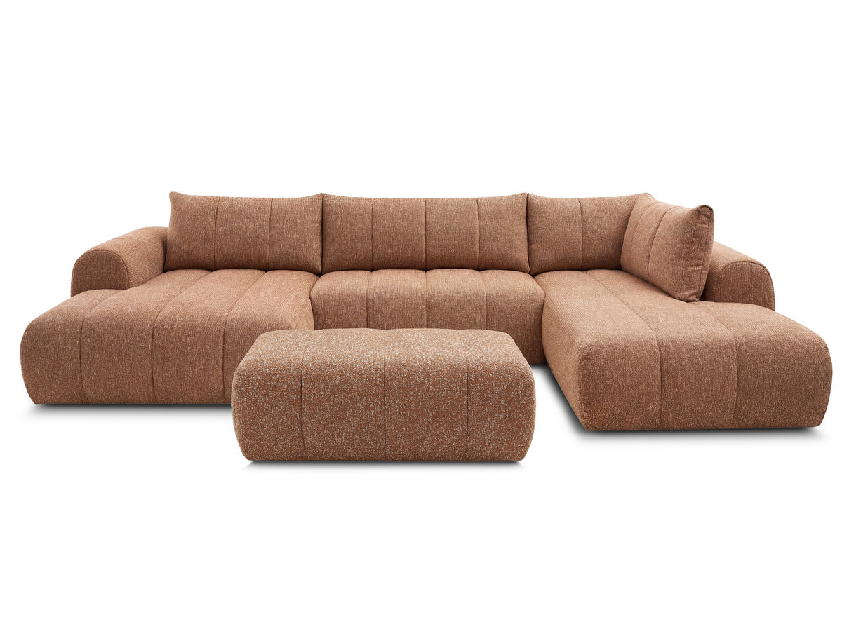 Bobochic Nesty Wohnlandschaft mit Pouf Melange-Stoff Orange Ecke links