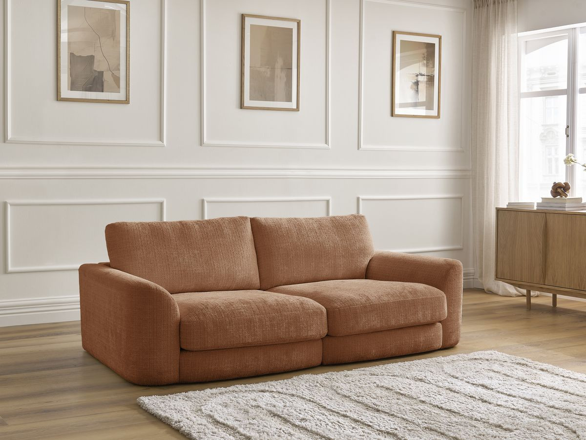 Bobochic Leonore Sofa 3-Sitzer Strukturstoff Orange