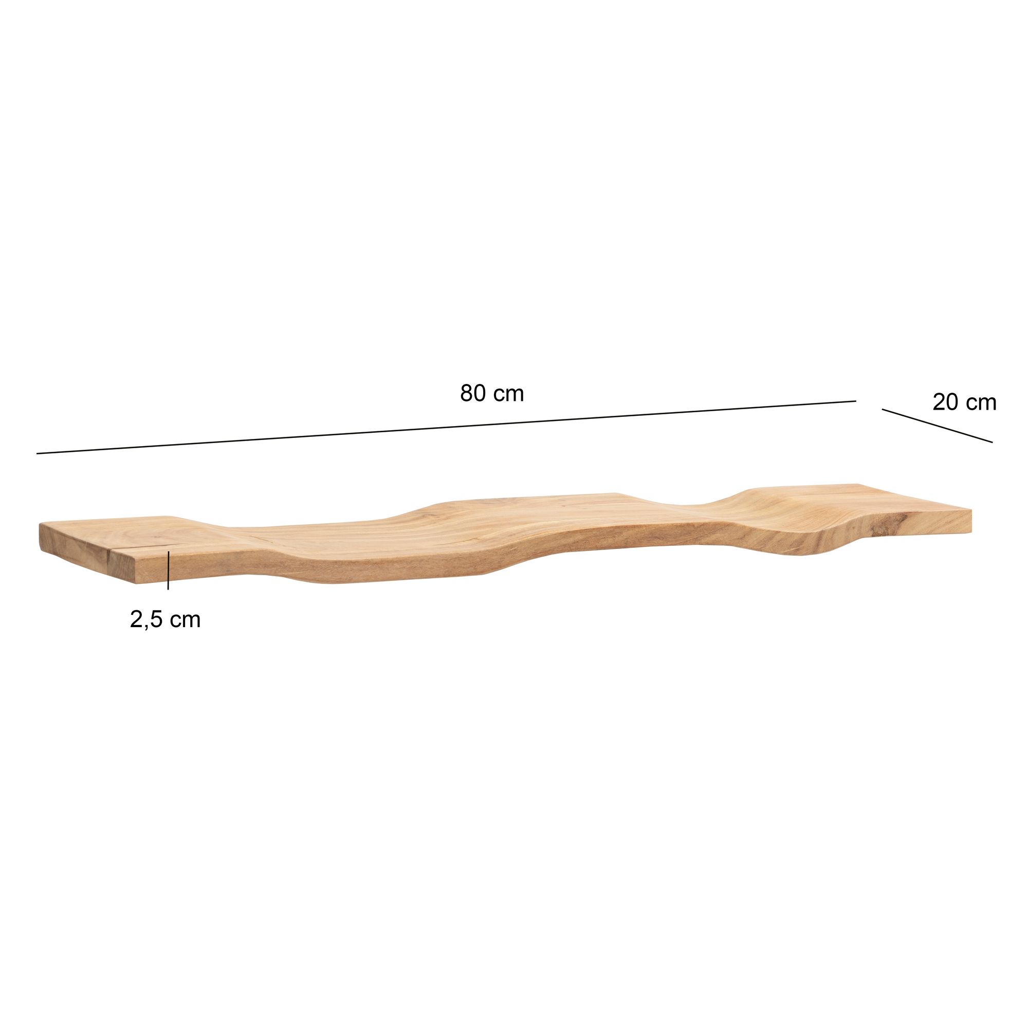 Wandregal Aros Akazie Massivholz Breite 80 cm