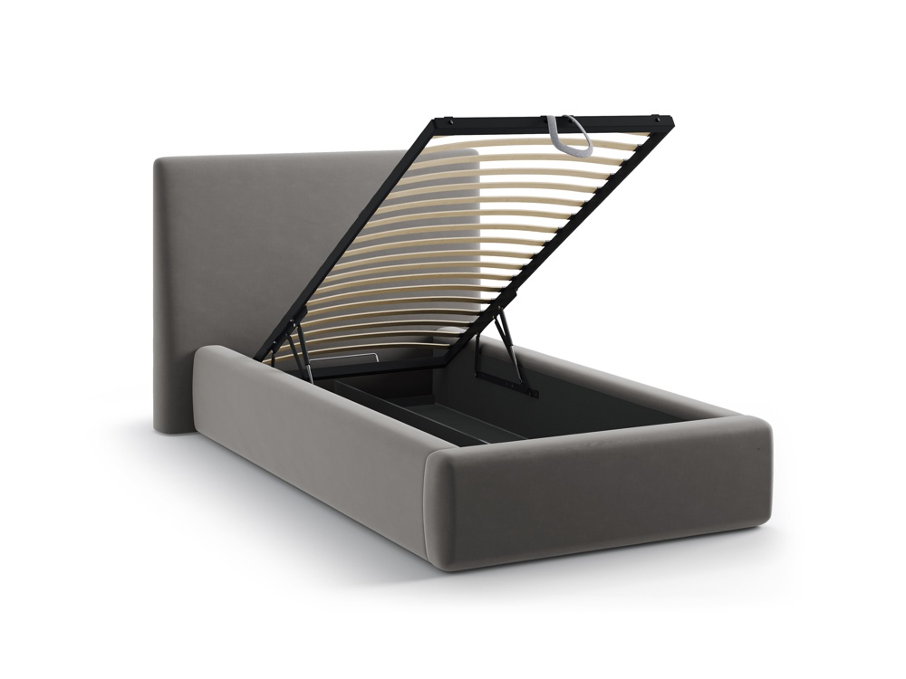Cosmopolitan Design Stauraumbett mit Kopfteil Asti Samt Magic Velvet Taupe