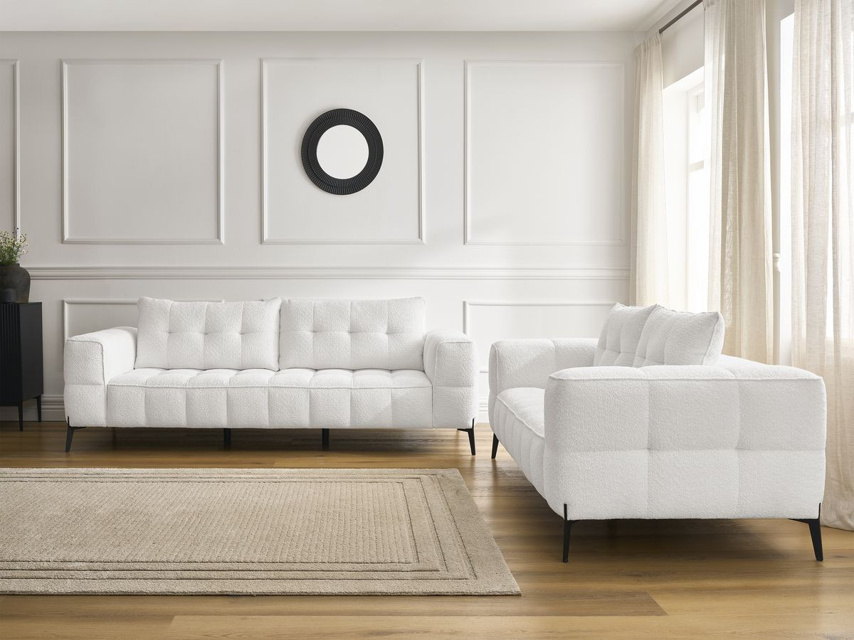 Bobochic Anis Sofa 5-Sitzer Bouclé-Stoff Weiß