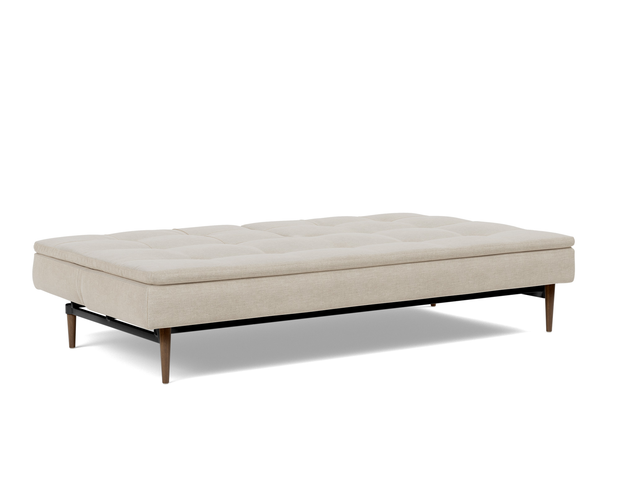 Schlafsofa Dublexo Flachgewebe Phobos 586-Latte Beine Styletto Eiche dunkel