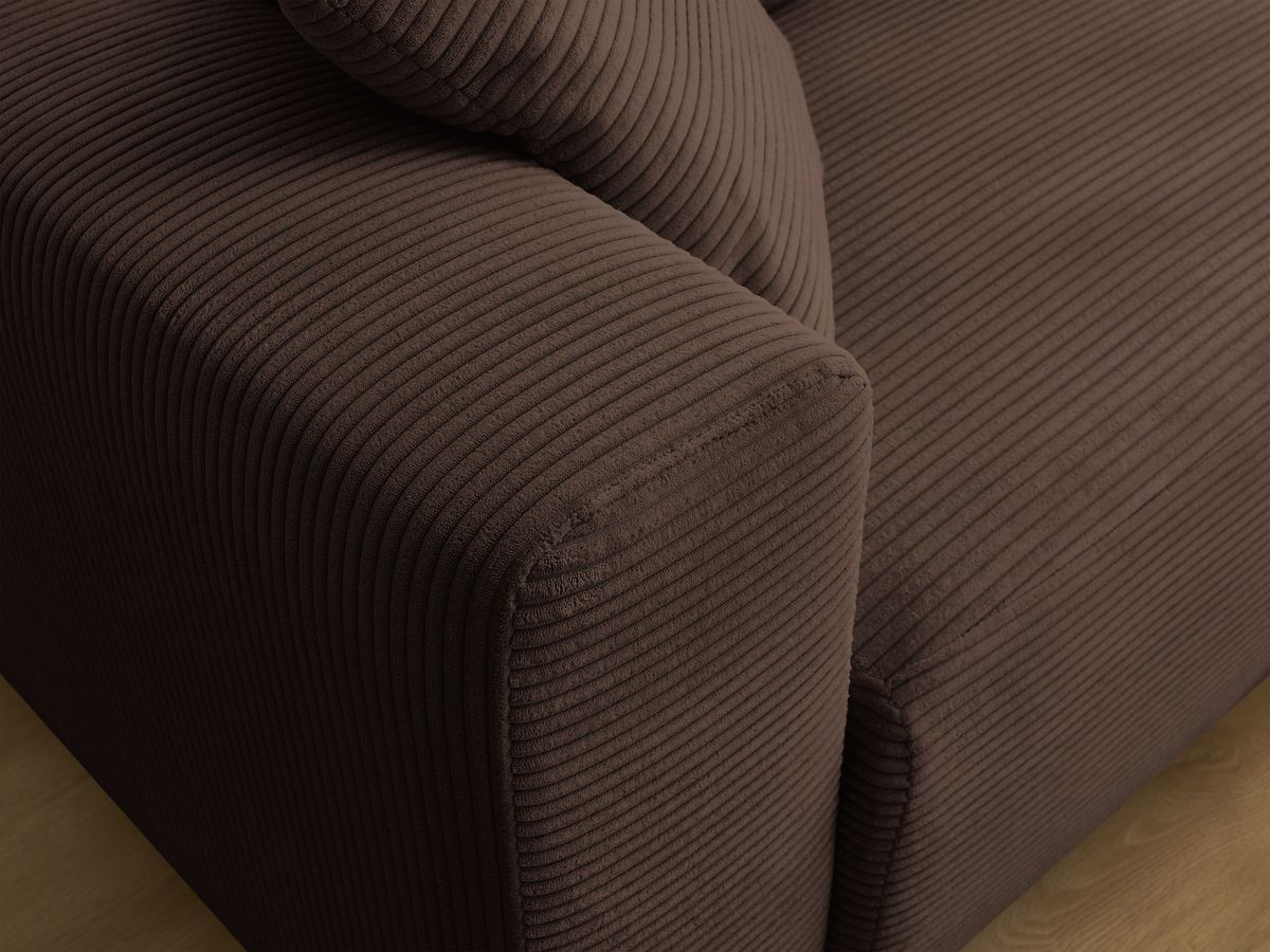 Bobochic Atilla Ecksofa mit Schlaffunktion und Bettkasten Cordsamt Braun Ecke rechts