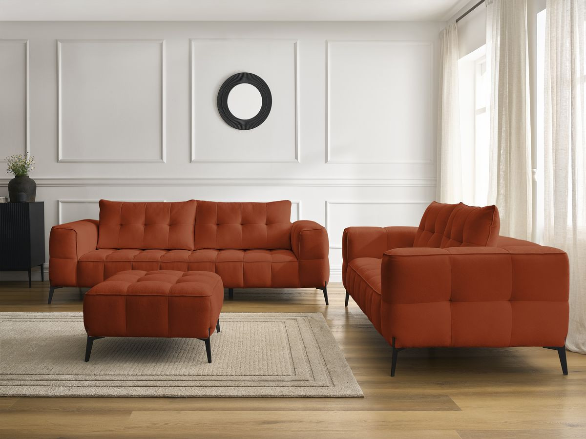 Bobochic Anis Sofa-Set 3- und 2-Sitzer mit Pouf Strukturstoff Orange