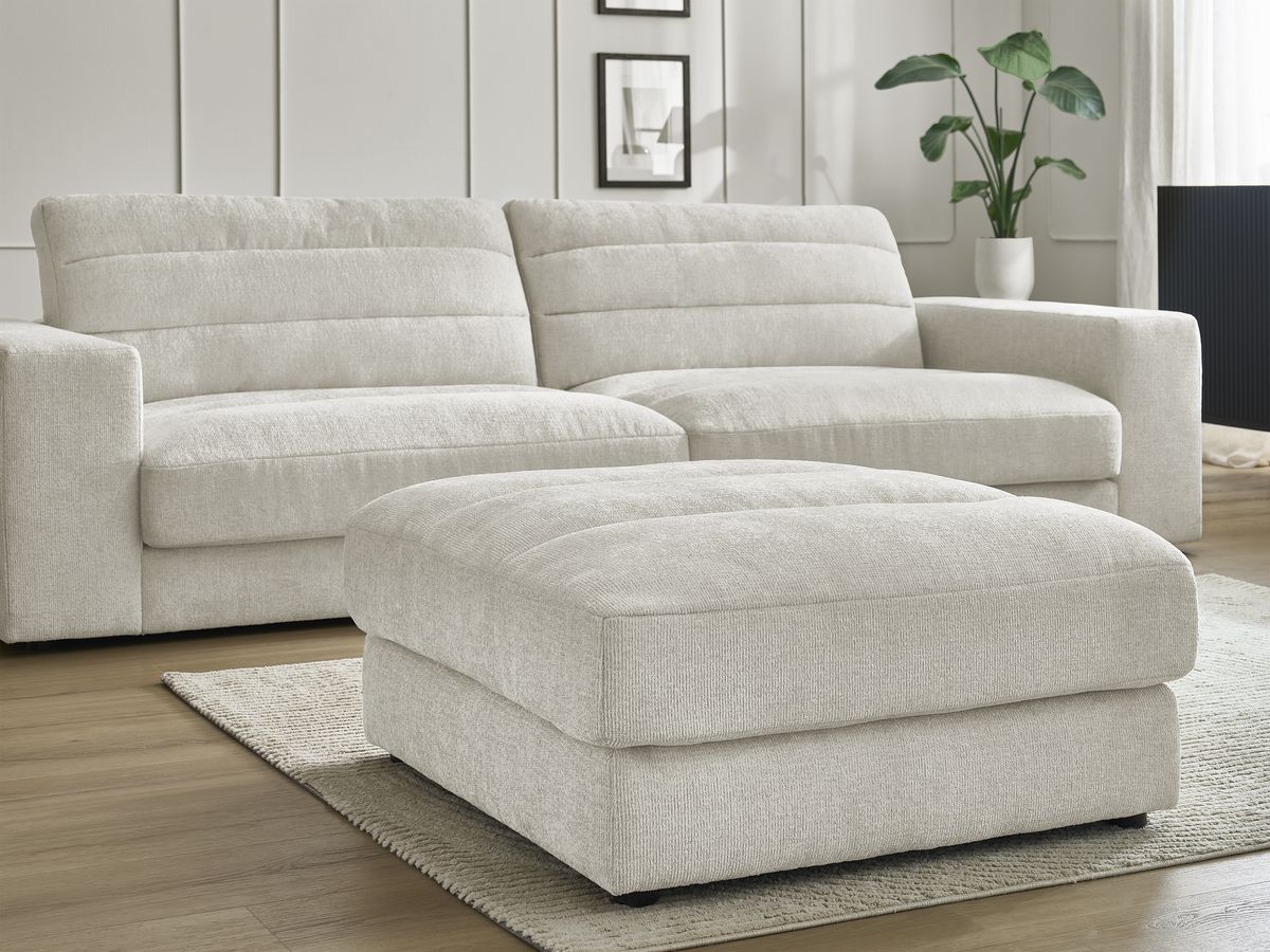 Bobochic Sierra Sofa 4-Sitzer mit Pouf Strukturstoff Beige