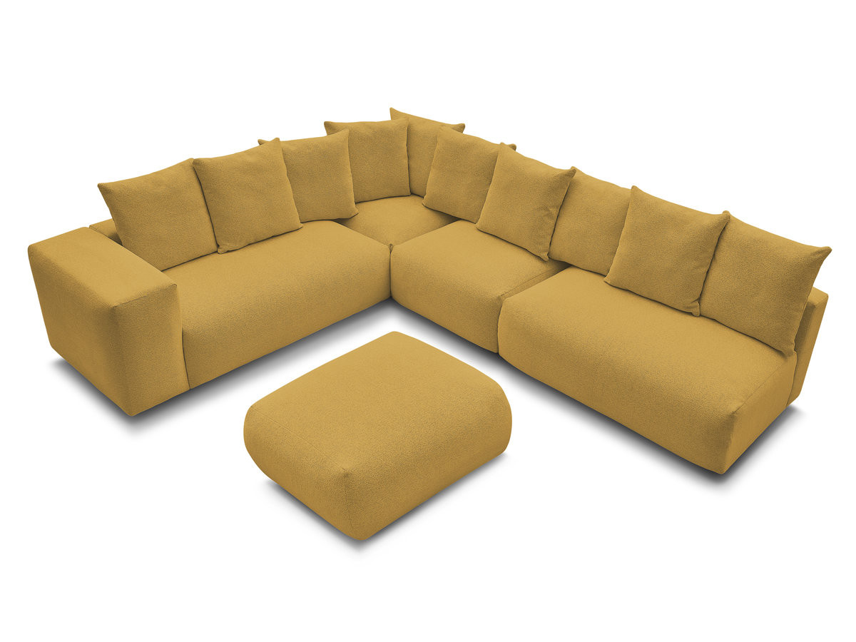 Bobochic Voltaire Ecksofa mit Pouf 322 × 268 cm Melange-Stoff Gelb Ecke links