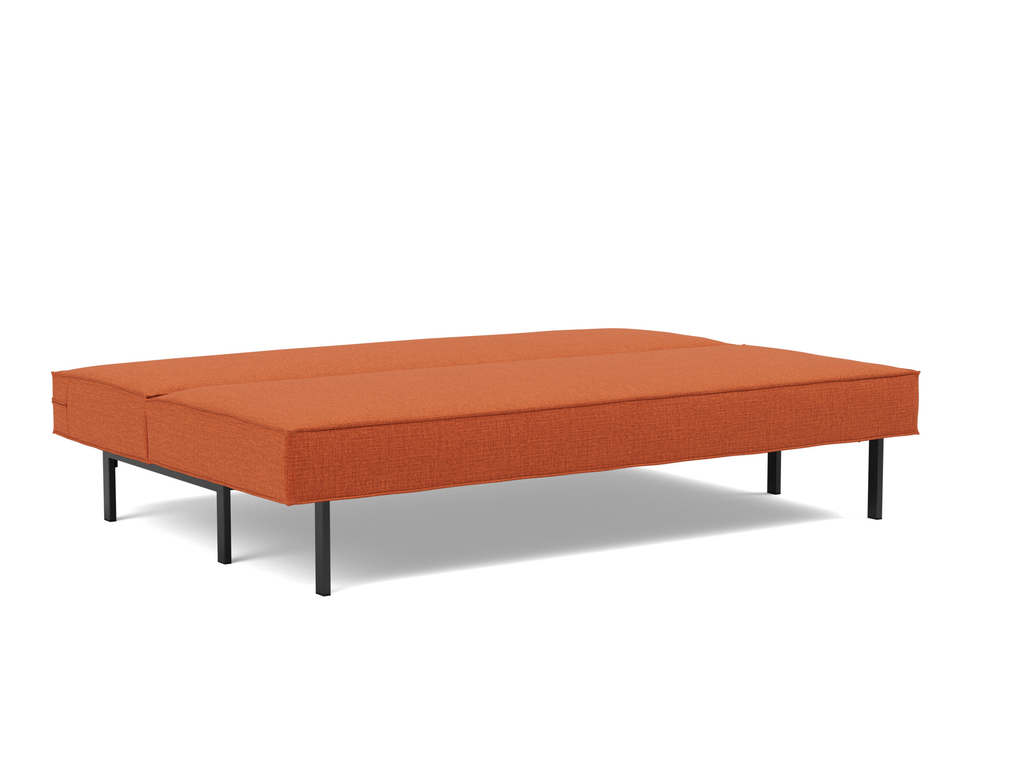 Schlafsofa Sly Chenille Esina 412-Rust-Orange Beine Schwarzes Metall