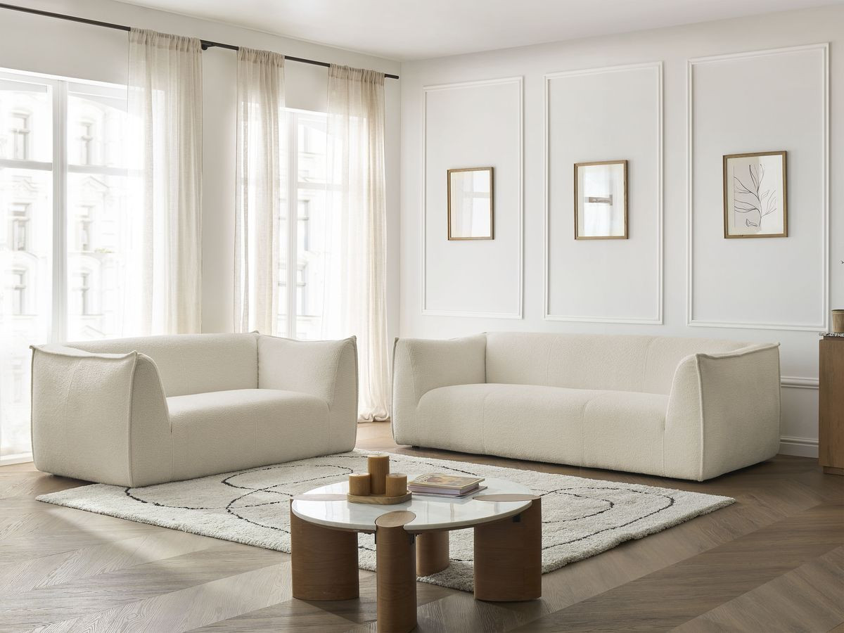 Bobochic Giorgia Sofa 5-Sitzer 412 × 100 cm Bouclé-Stoff Beige