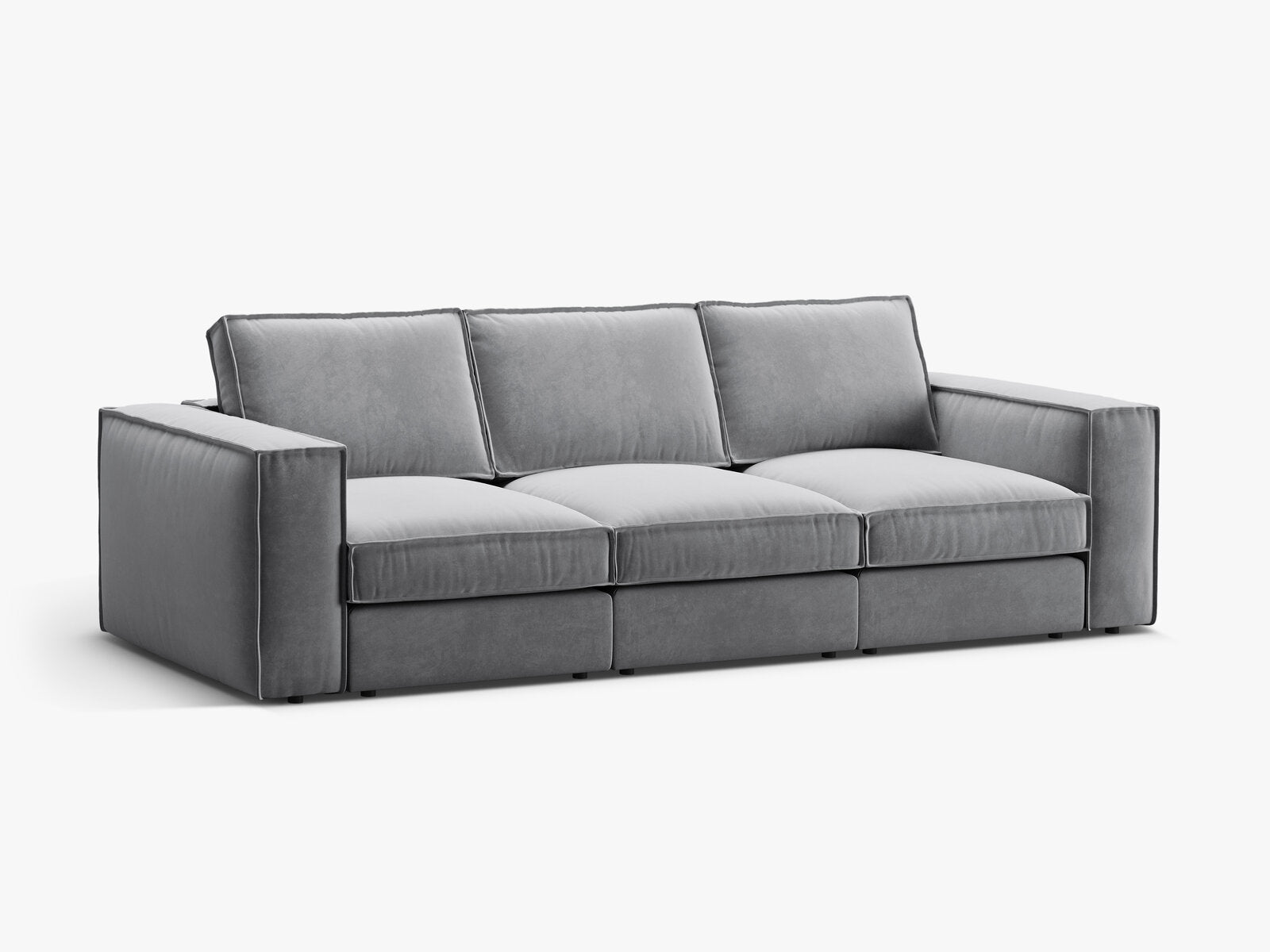 Micadoni modulares Sofa Pola 4-Sitzer Samt Salvador Grau
