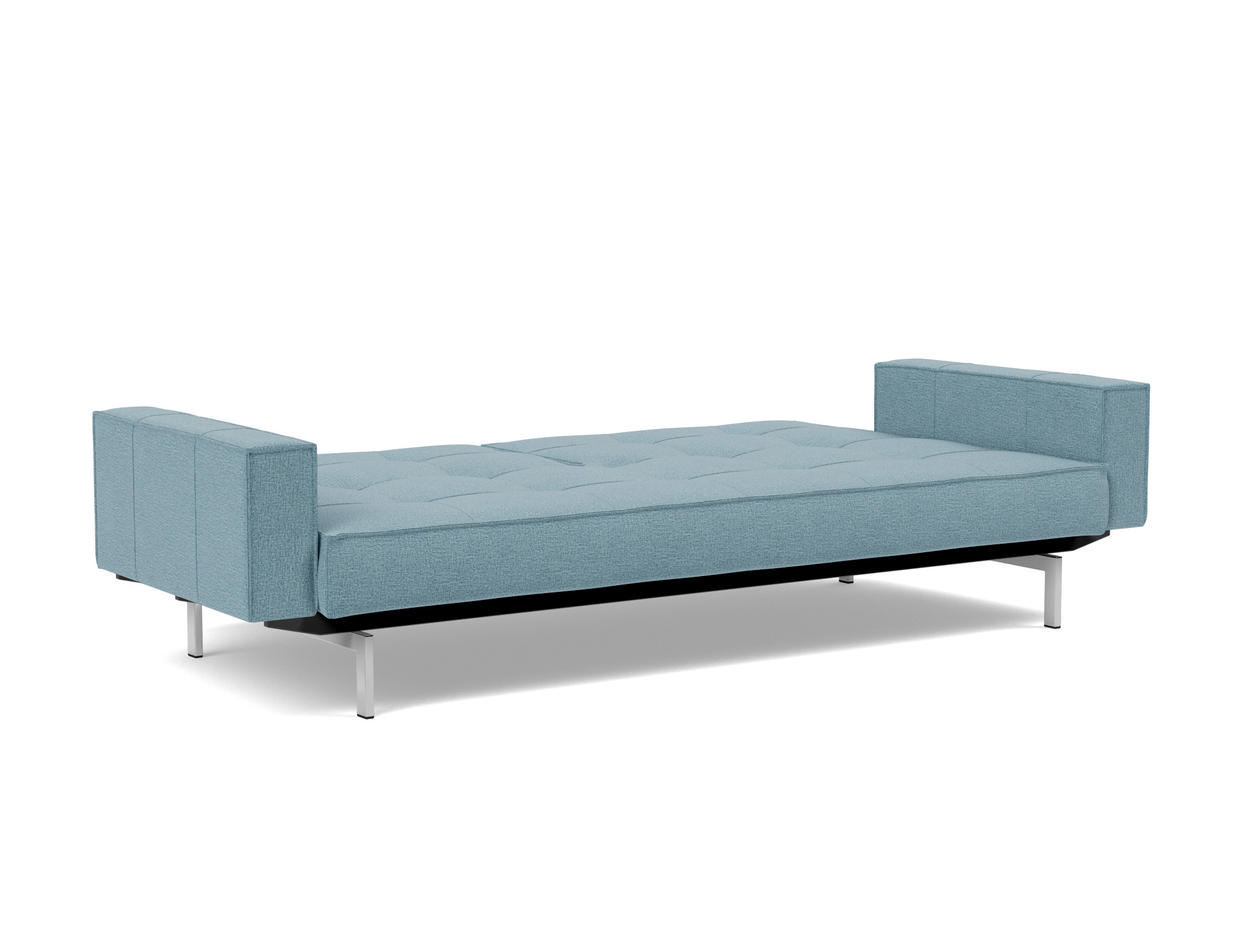 Schlafsofa Splitback mit Armlehnen Flachgewebe Mixed Dance 525-Light-Blue Beine Chrom
