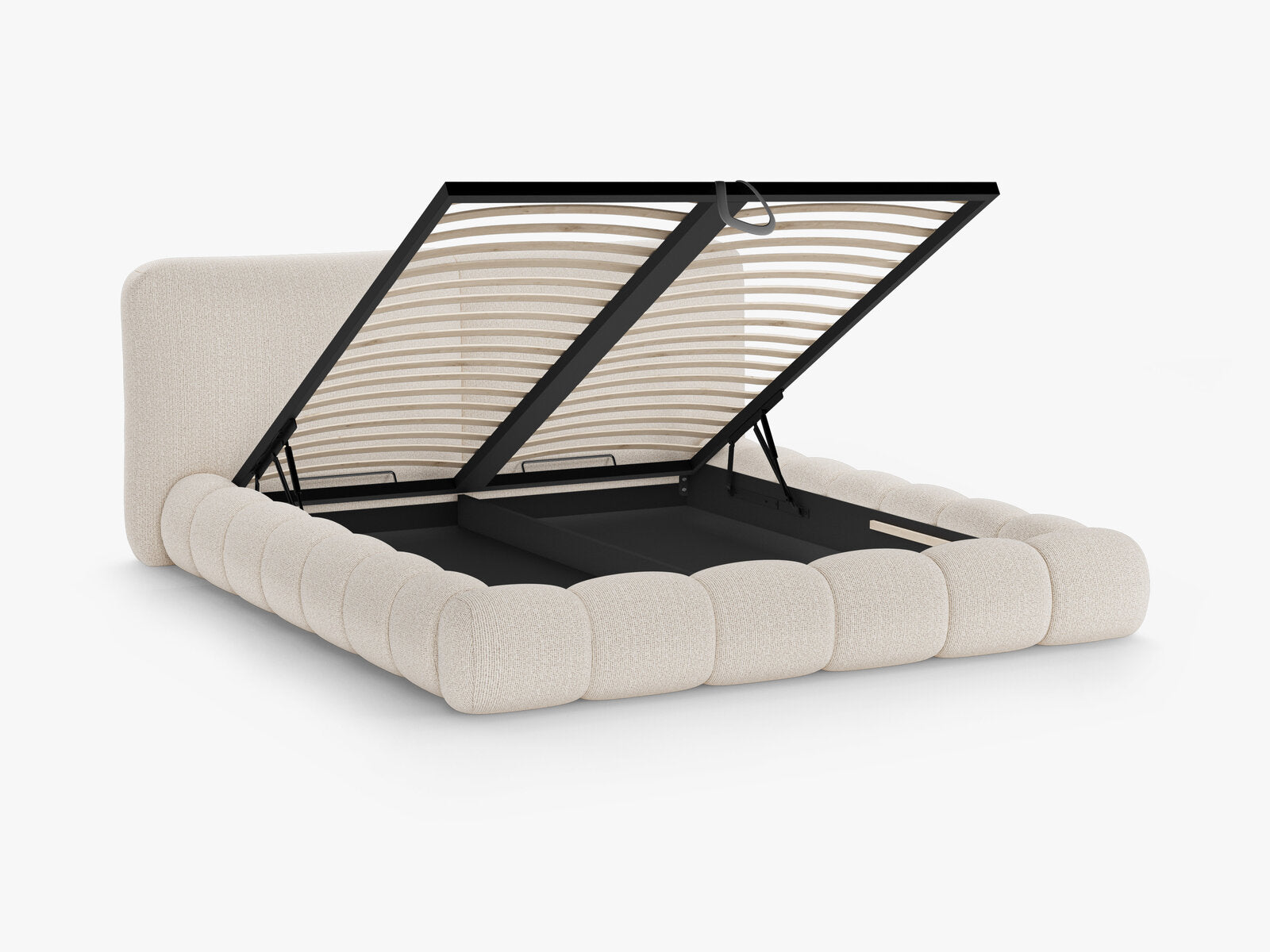 Micadoni Stauraumbett mit Kopfteil Solange Chenille Silencio Helles Beige 200x200
