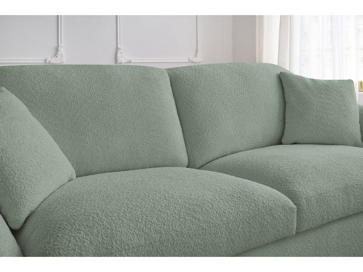 Bobochic Cezanne Schlafsofa 3-Sitzer Bouclé-Stoff Grün, Liegefläche 140 × 194 cm