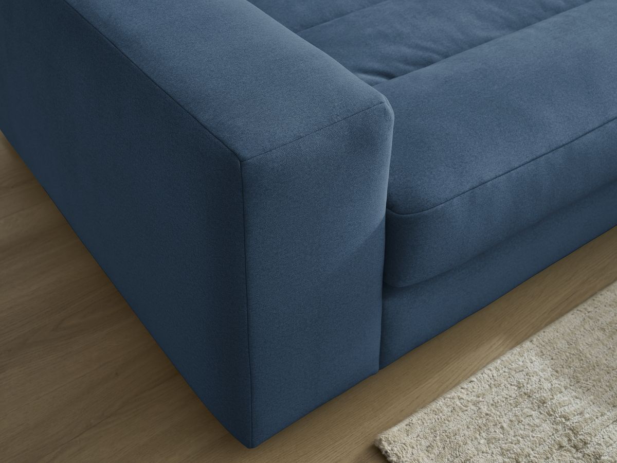 Bobochic Sierra Ecksofa mit Pouf Samt Dunkelblau Ecke rechts