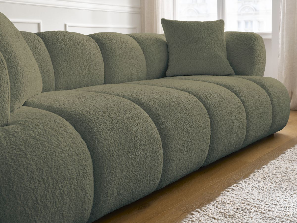 Bobochic Pamira Sofa 5-Sitzer Bouclé-Stoff Grün