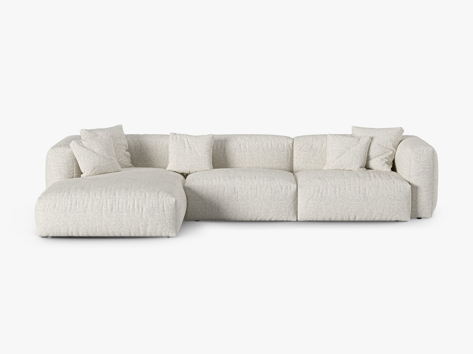 Micadoni Ecksofa Martina 3-Sitzer 90cm Sitztiefe Links Boucle Monet Grau Beige Melange