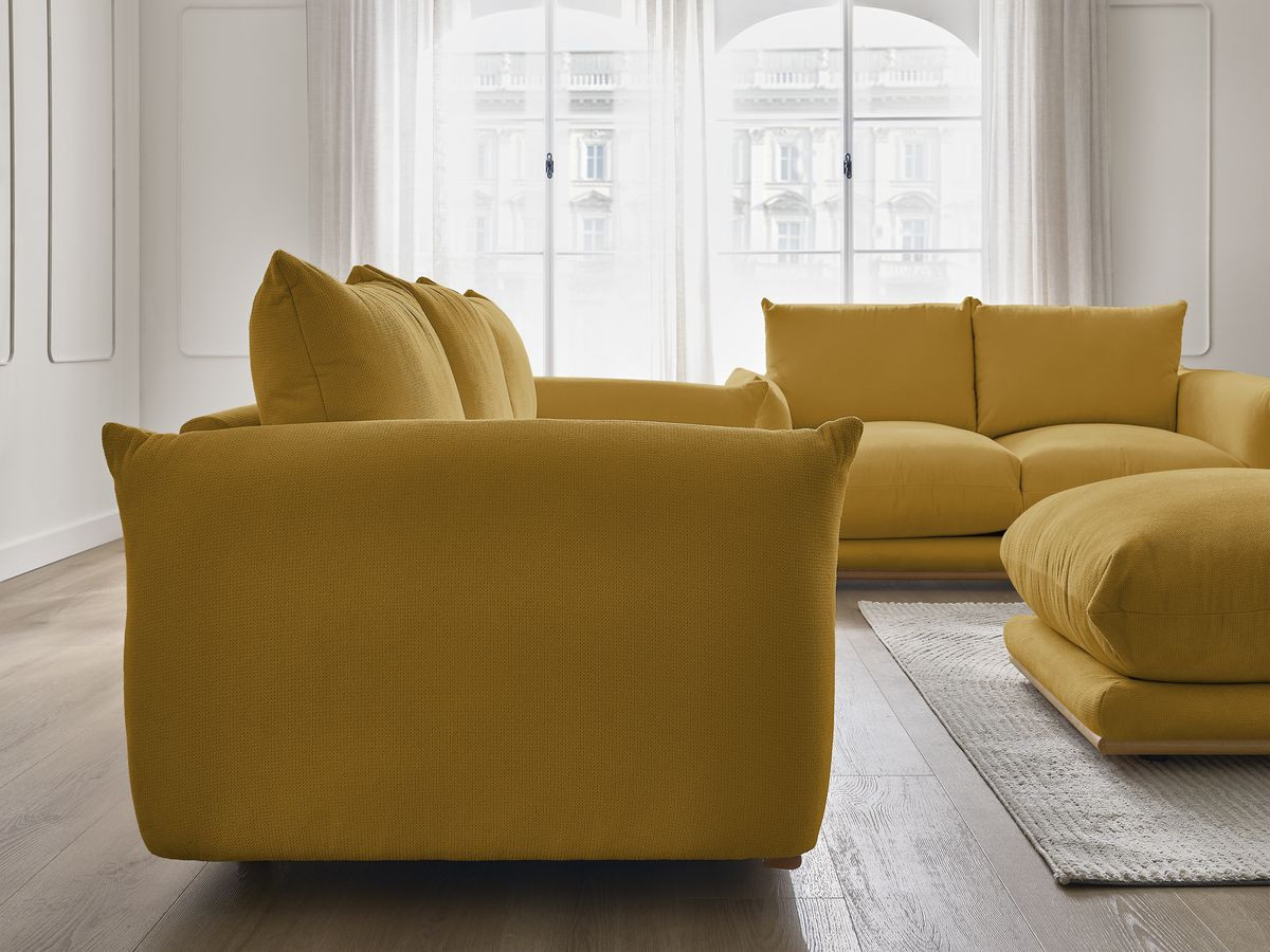 Bobochic Ernest Sofa 6-Sitzer mit Pouf Stoff Gelb