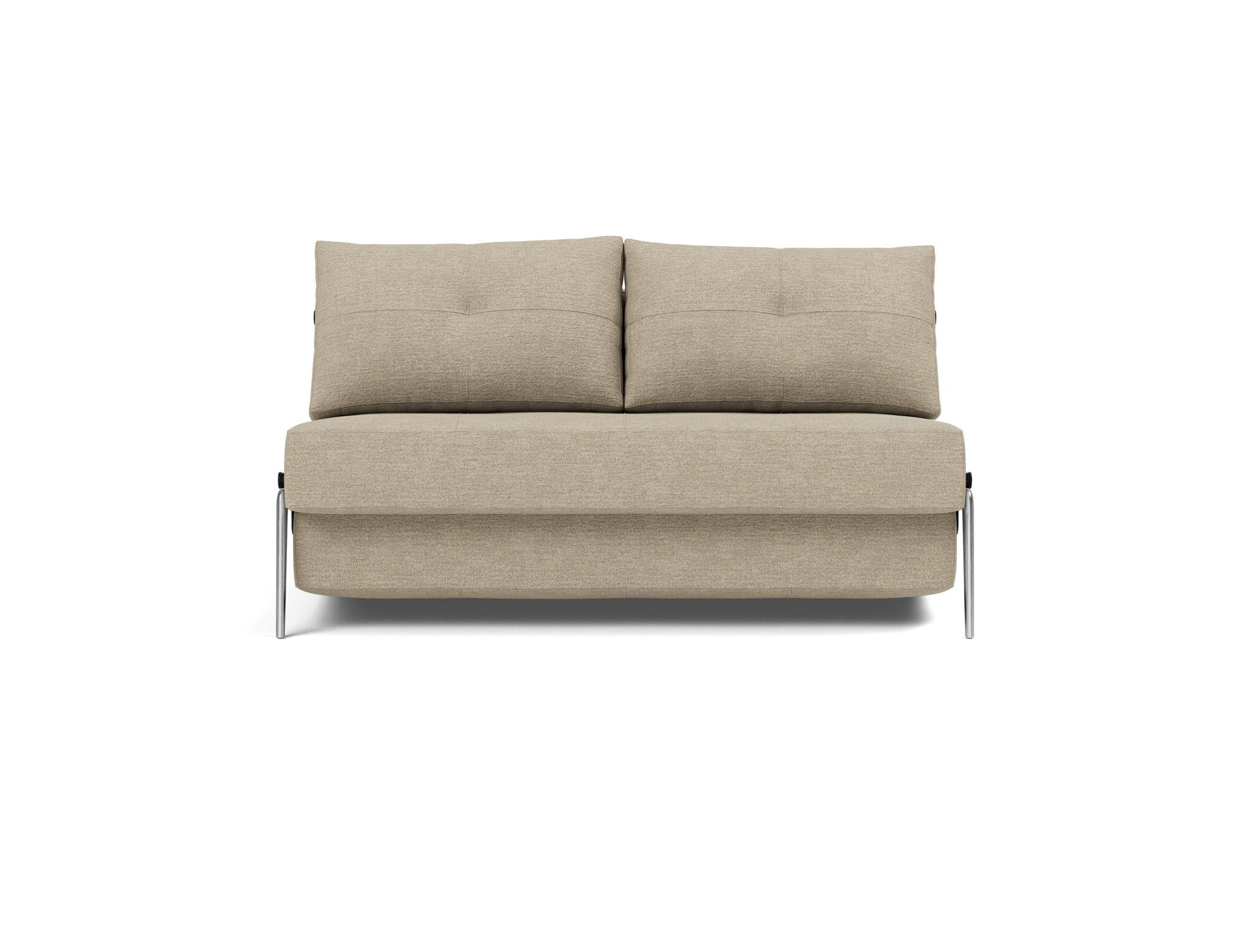 Schlafsofa Cubed 140 Strukturierter Stoff Taura 356-Sand Beine Aluminium