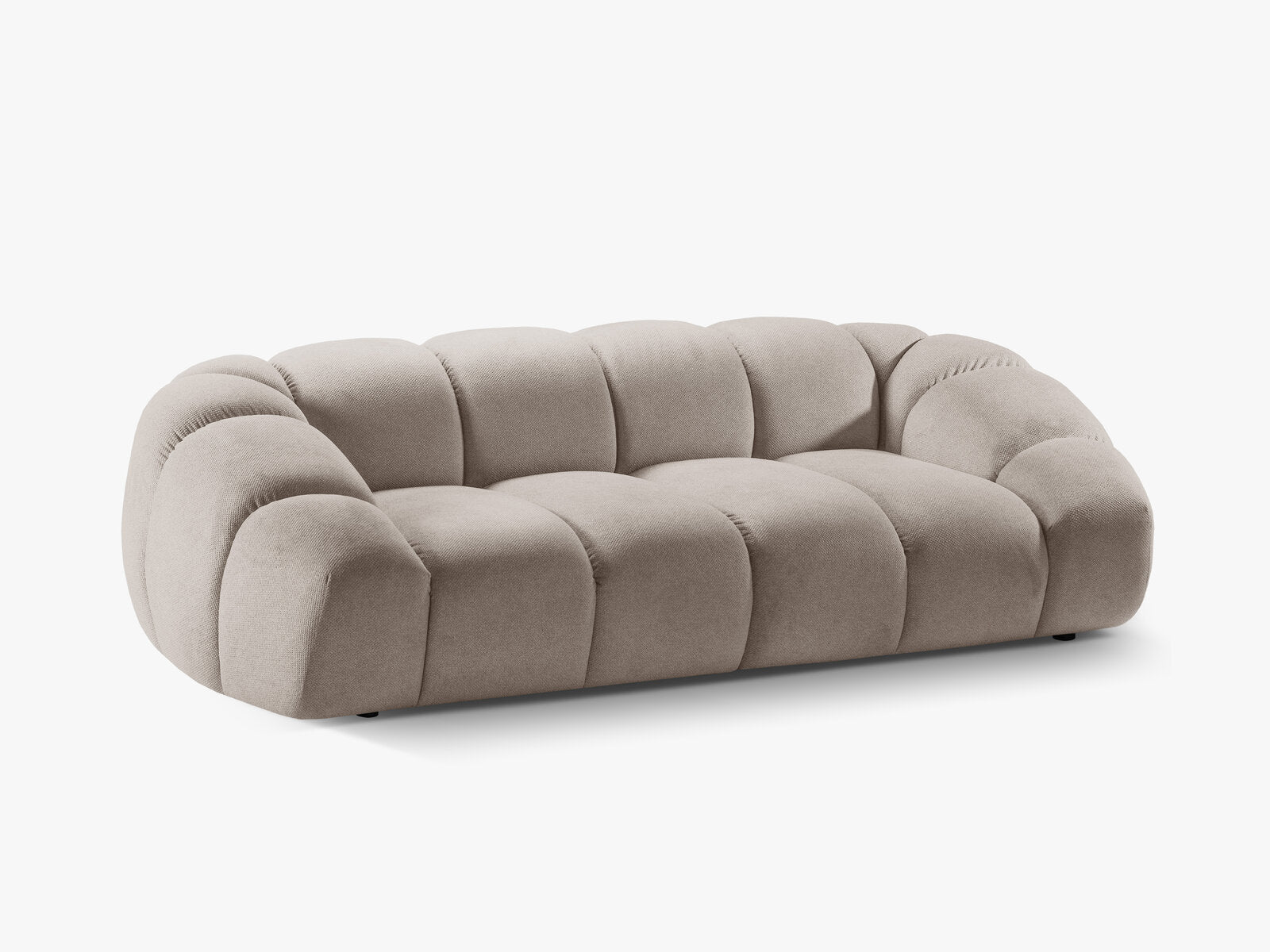 Micadoni Sofa Diana 3-Sitzer Strukturierter Samt Bubble Dunkelbeige