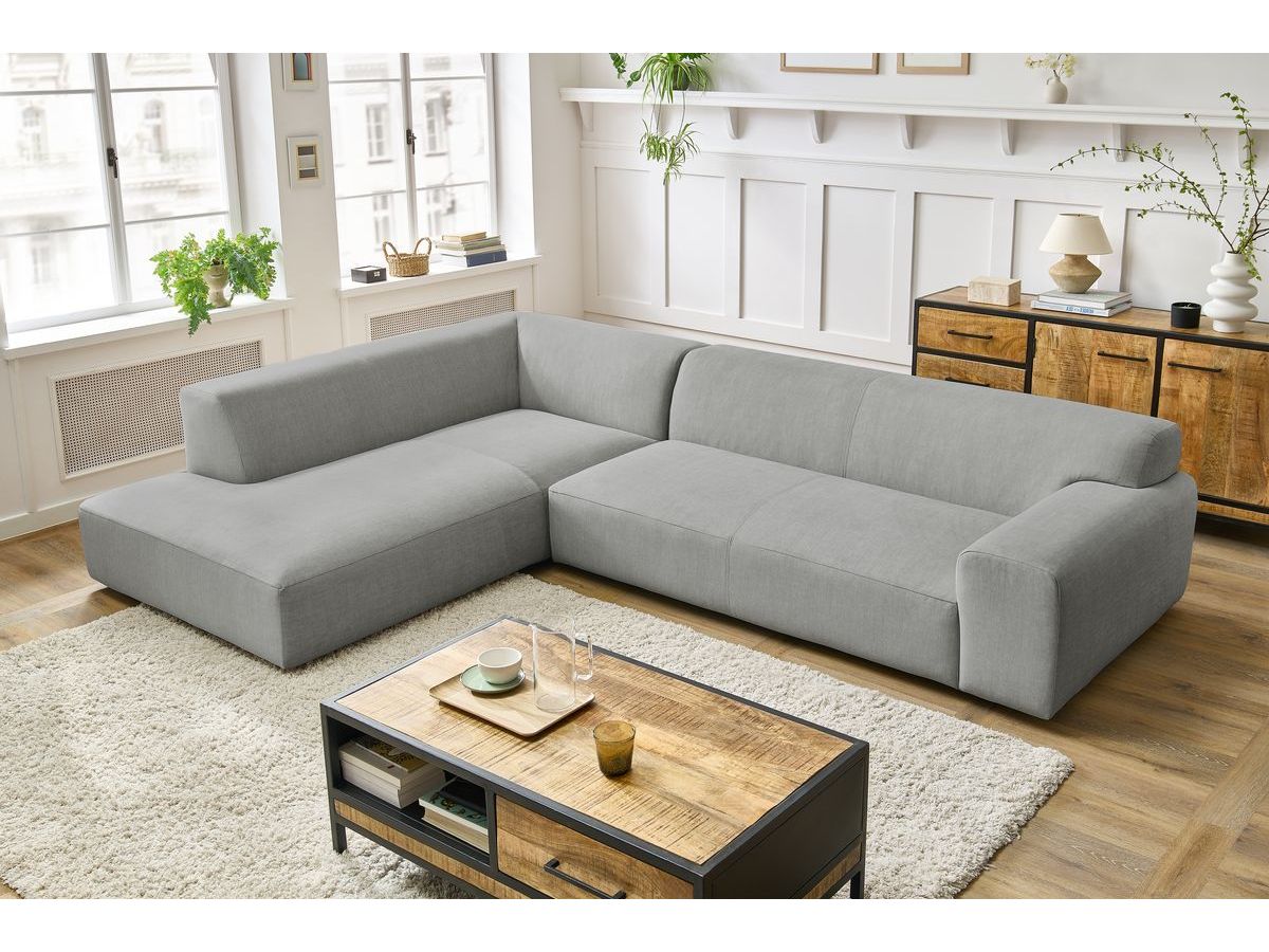 Bobochic Lavena Ecksofa 312 × 220 cm Samt Hellgrau Ecke links