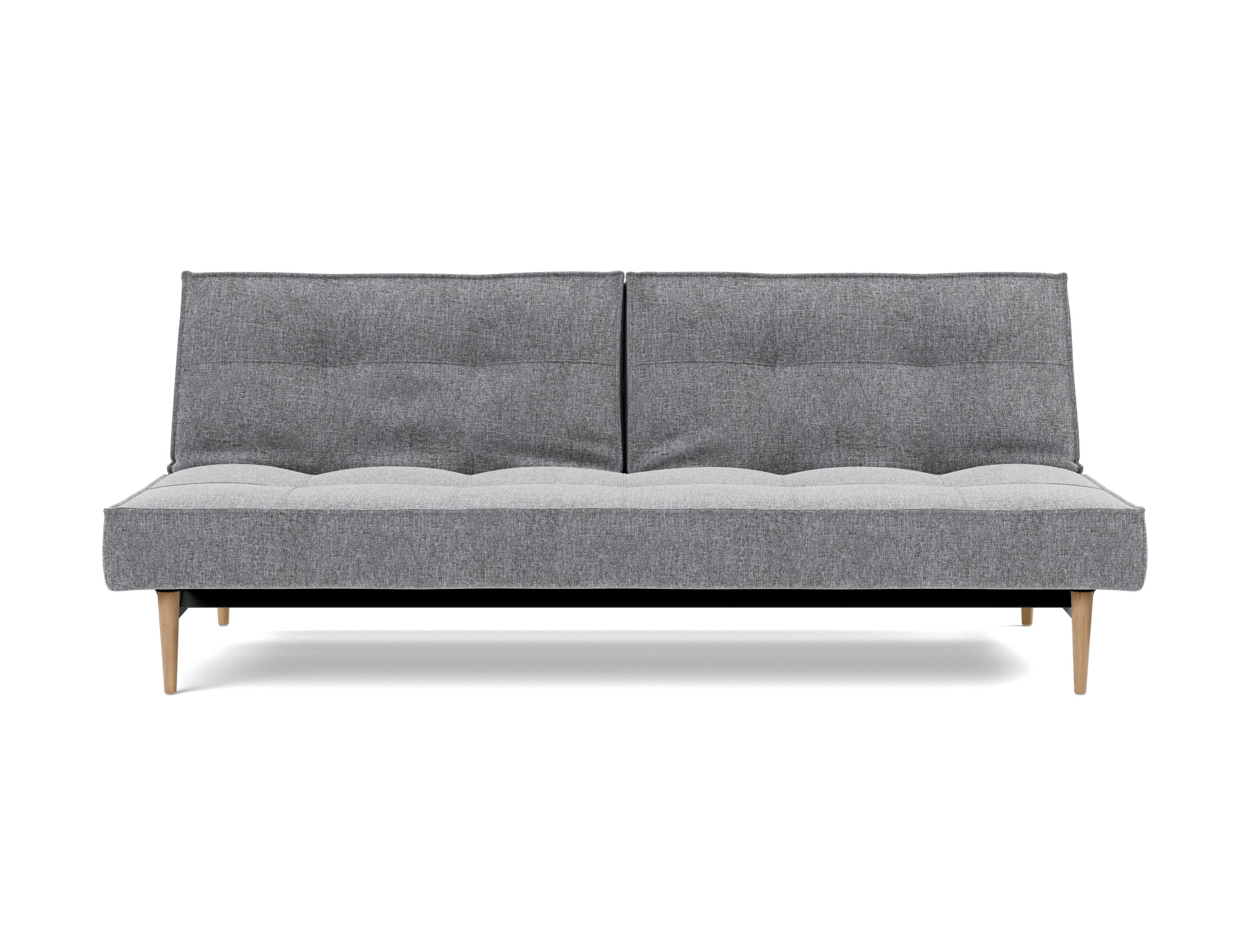 Schlafsofa Splitback Strukturierter Stoff Twist 565-Granite Beine Styletto Eiche hell
