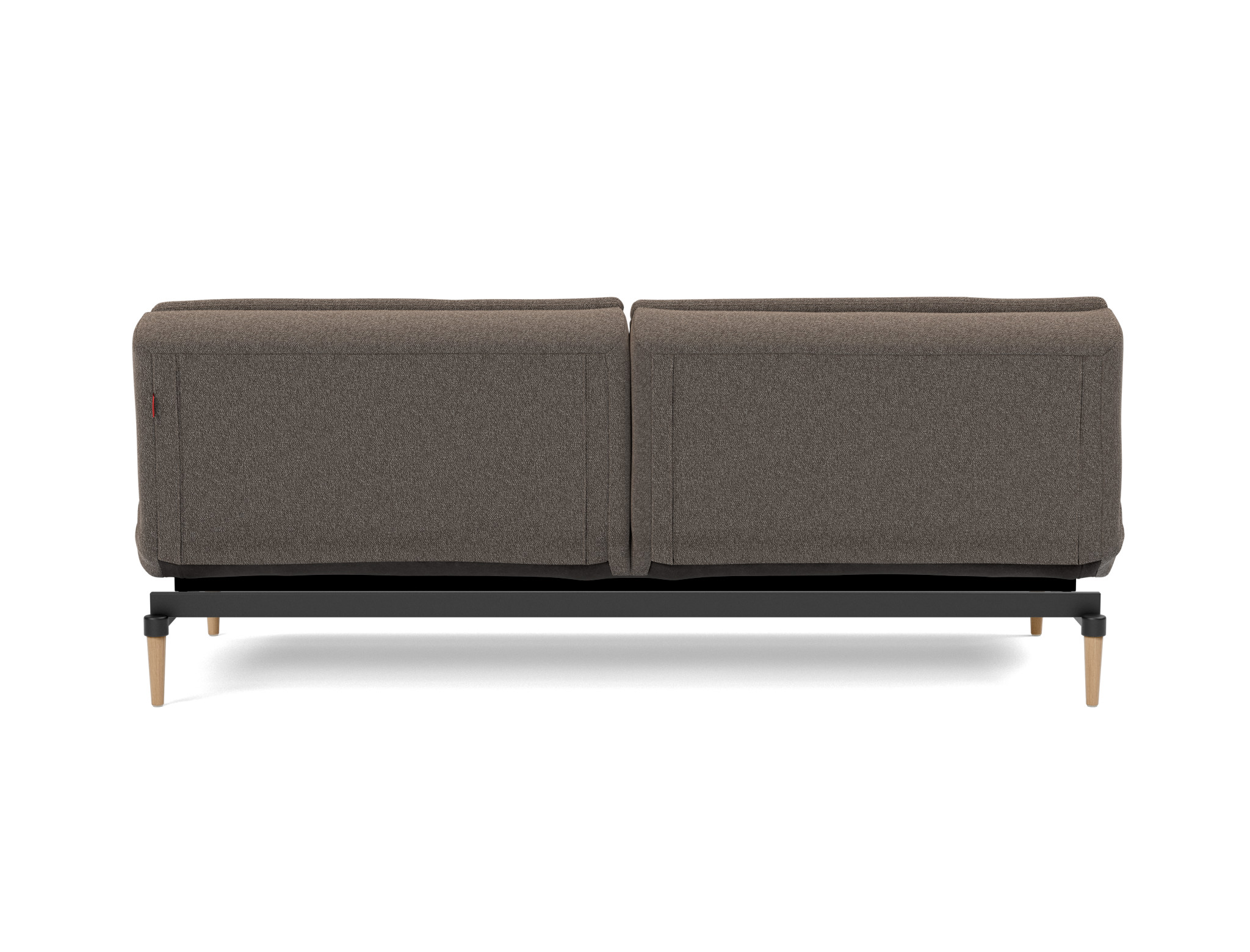 Schlafsofa Dublexo Boucle Skandi 530-Taupe Beine Styletto Eiche hell