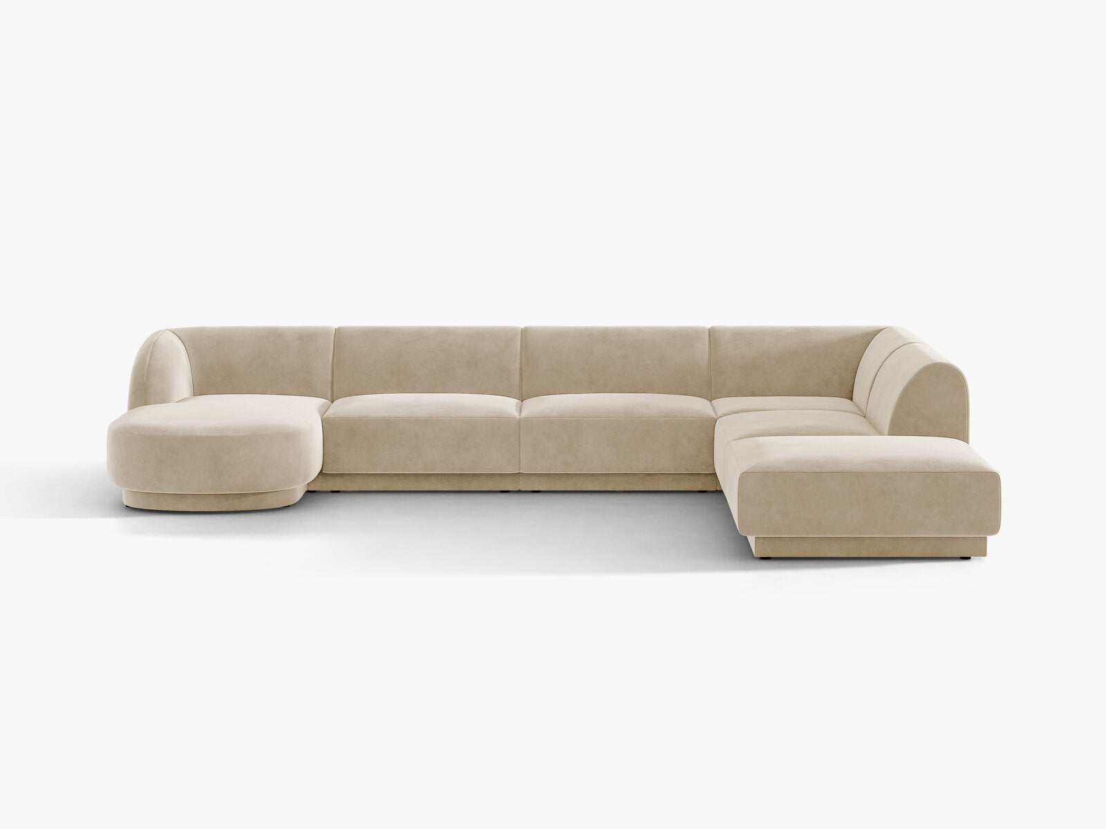 Micadoni Panorama-Ecksofa Miley 6-Sitzer Samt Venus Beige Rechts