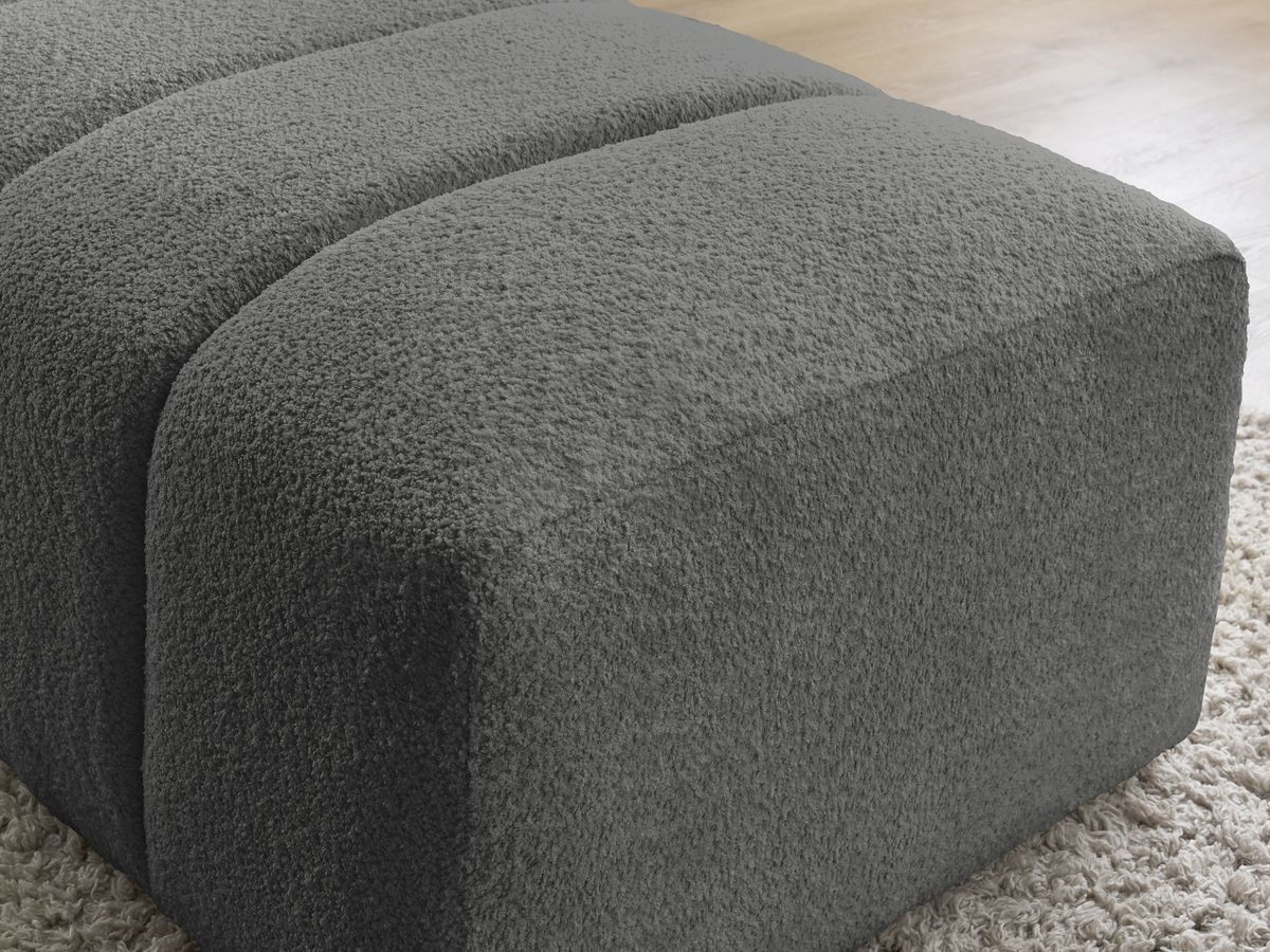 Bobochic Annecy Pouf Bouclé-Stoff Dunkelgrau