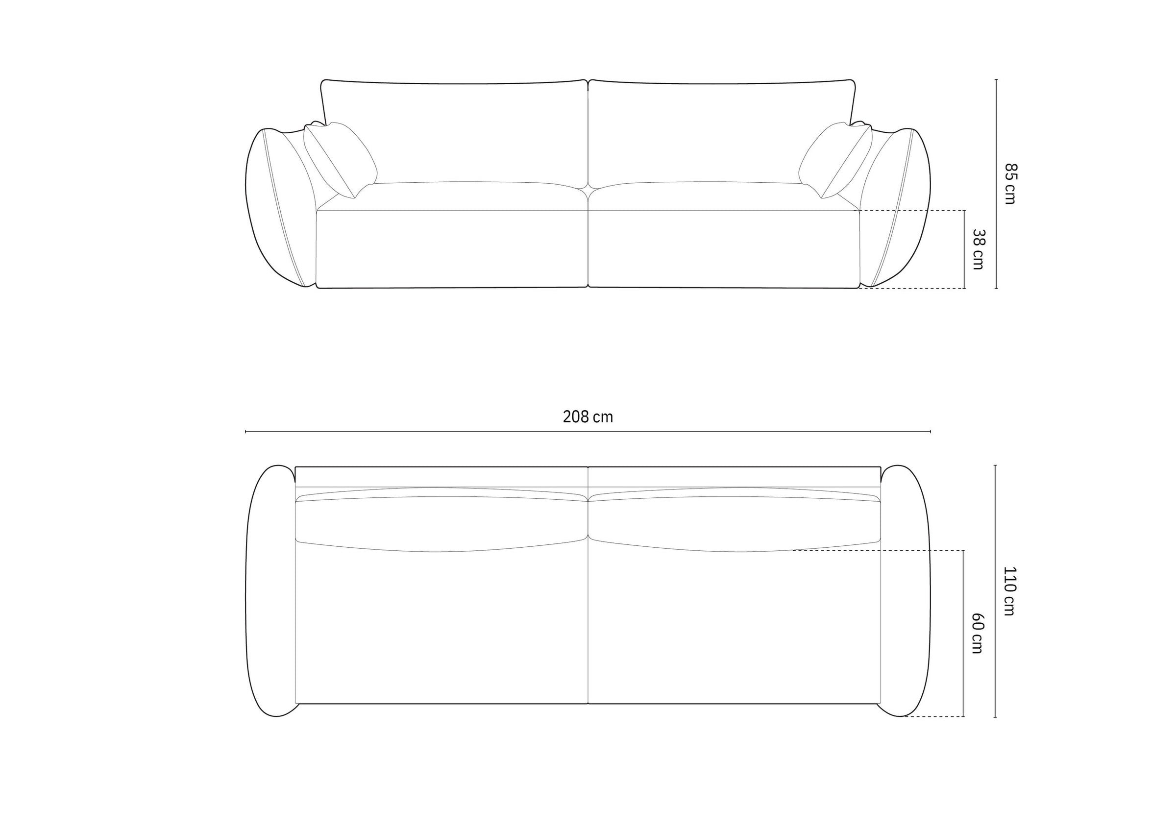 Micadoni Sofa Kaelle 3-Sitzer Samt Bluvel Grau