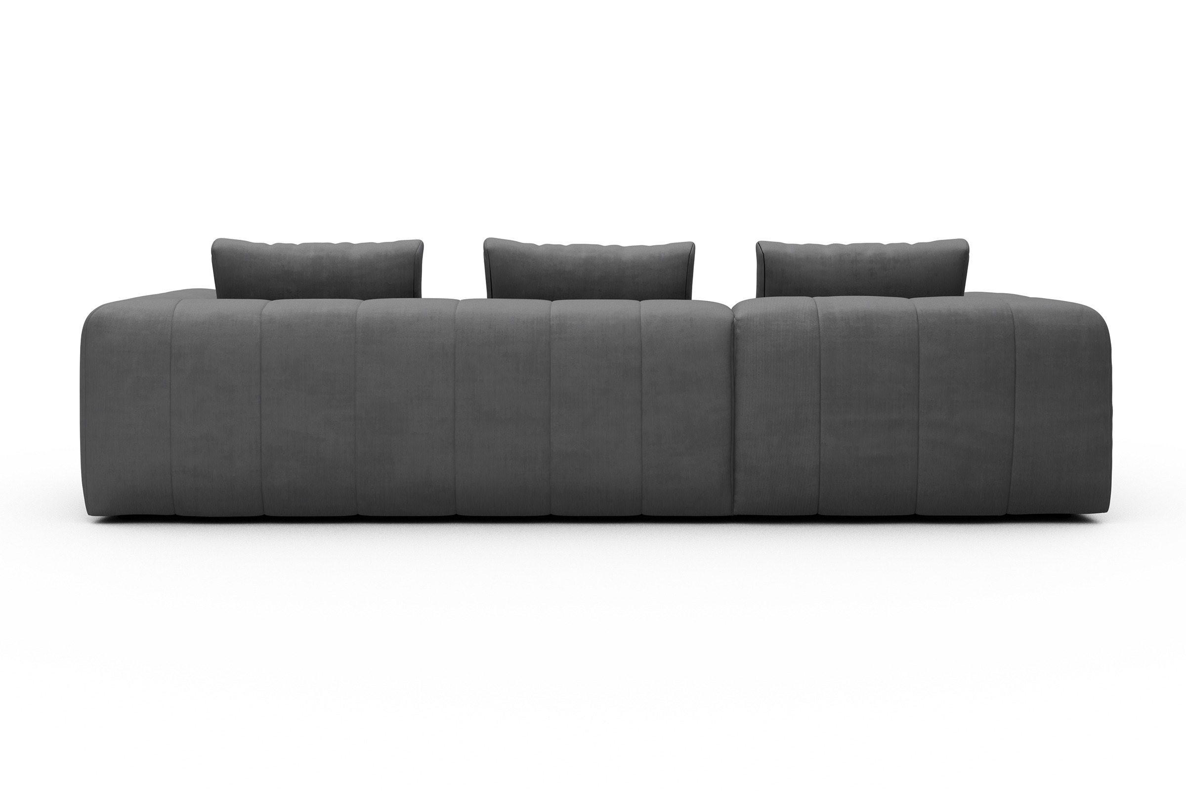 Ecksofa Hugo 2,5-Sitzer Armlehne rechts mit Chaiselongue Cordufine-Grey