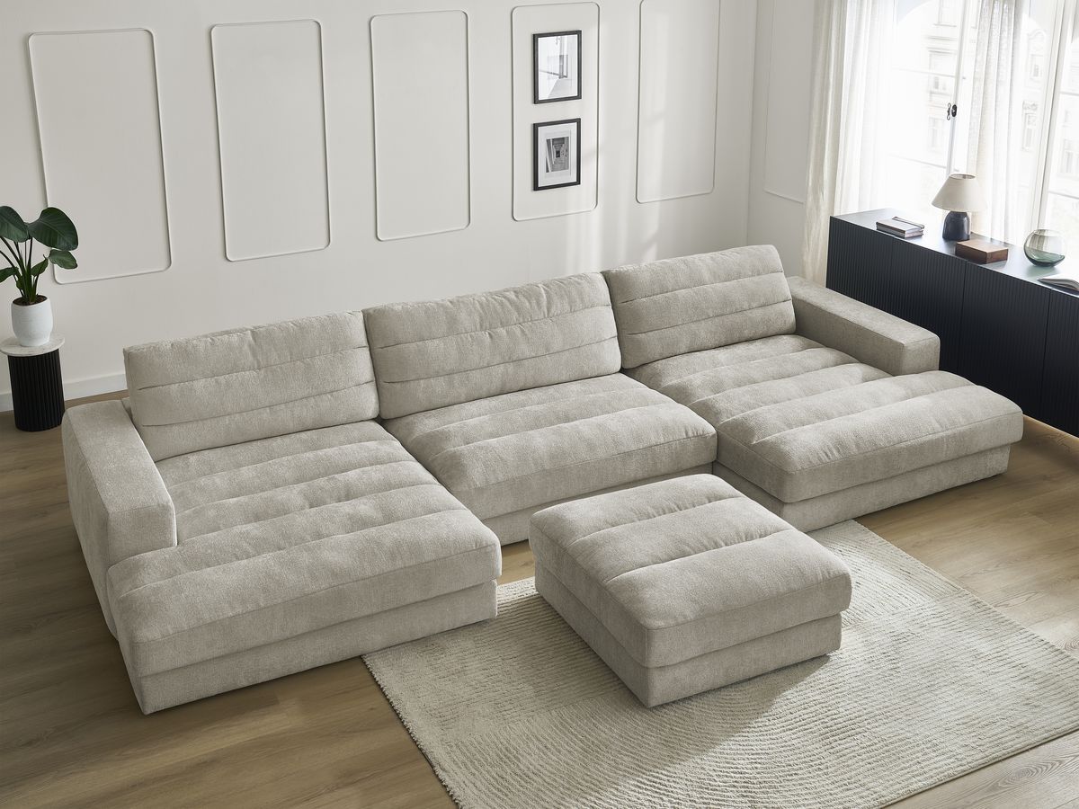 Bobochic Sierra Wohnlandschaft mit Pouf Strukturstoff Taupe